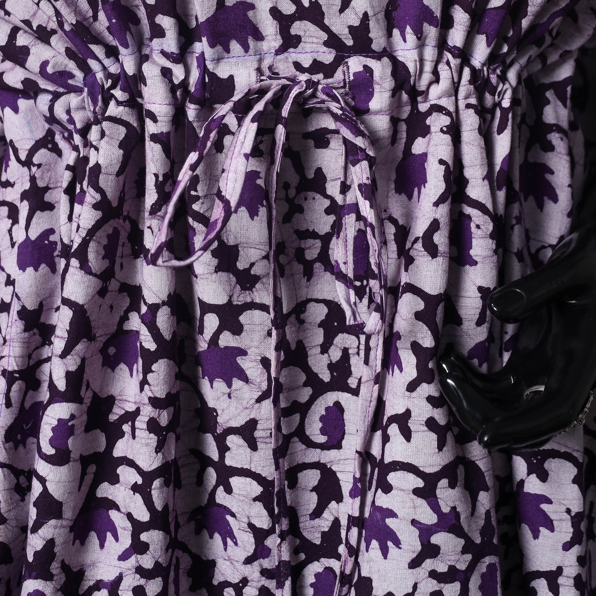 Purple - Hand Block Batik Print Cotton Kaftan (Short) 44 - Image 3