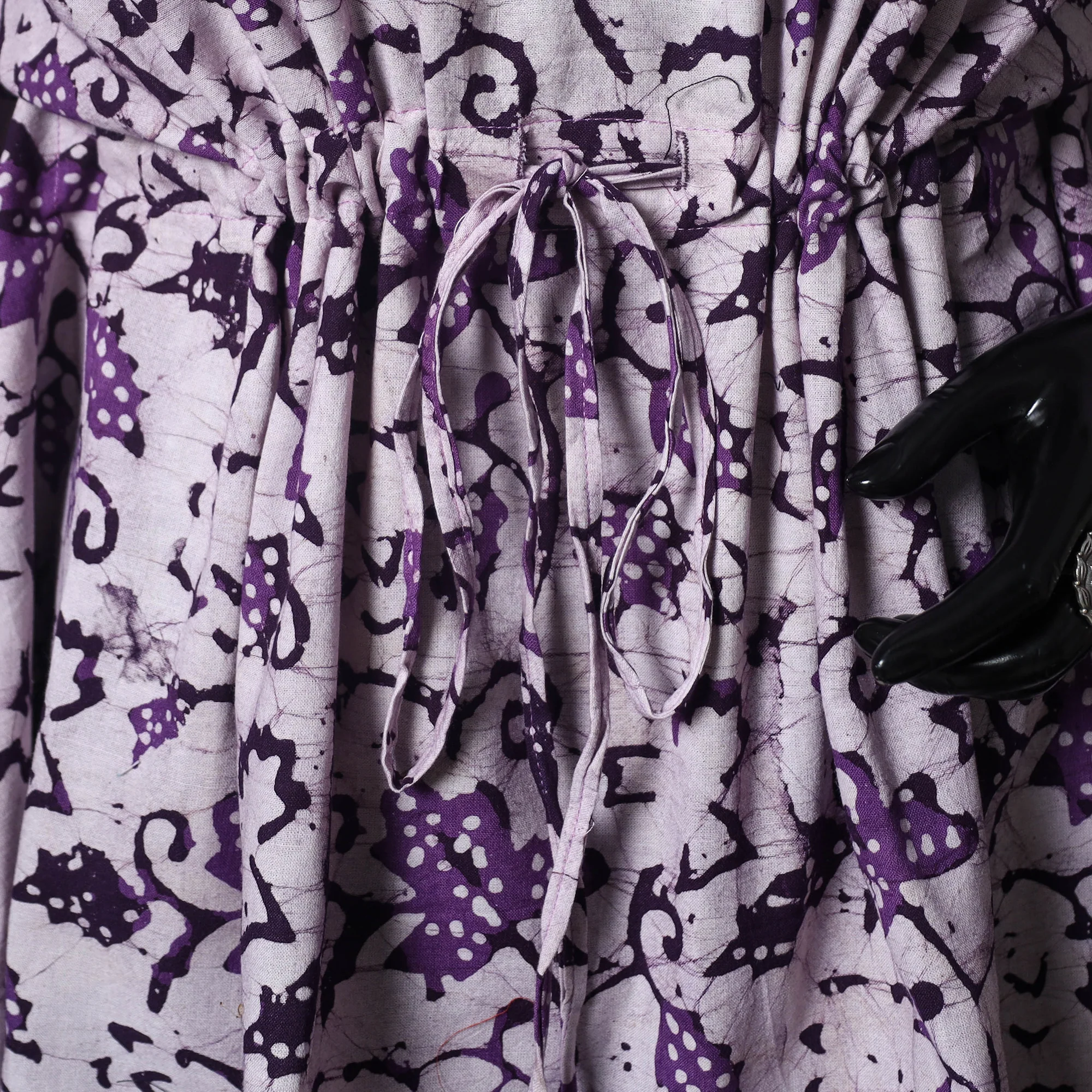 Purple - Hand Block Batik Print Cotton Kaftan (Short) 49 - Image 4