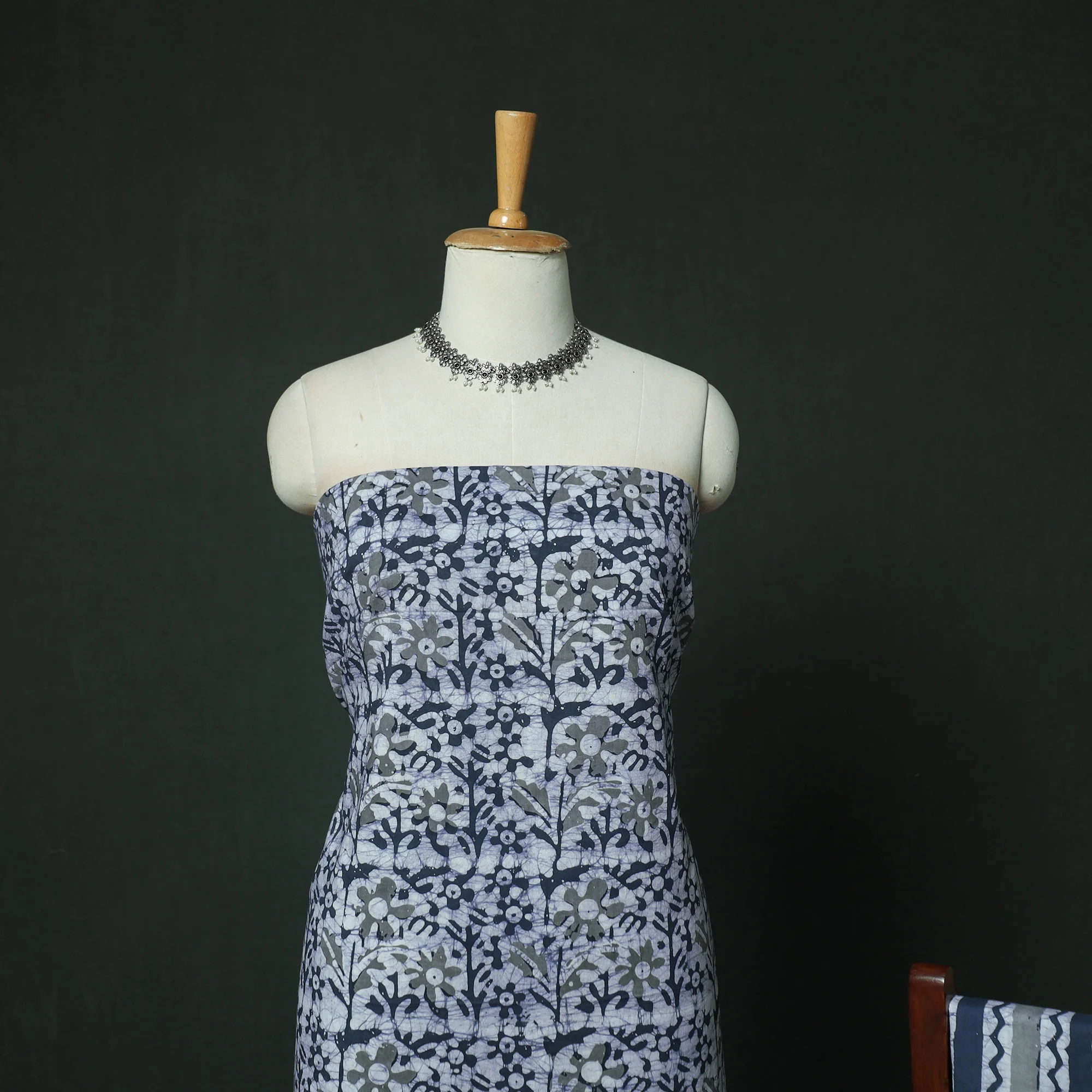 Hand Block Kutch Batik Print Cotton 3pc Unstitched Dress Material Suit Set 02 - Image 3