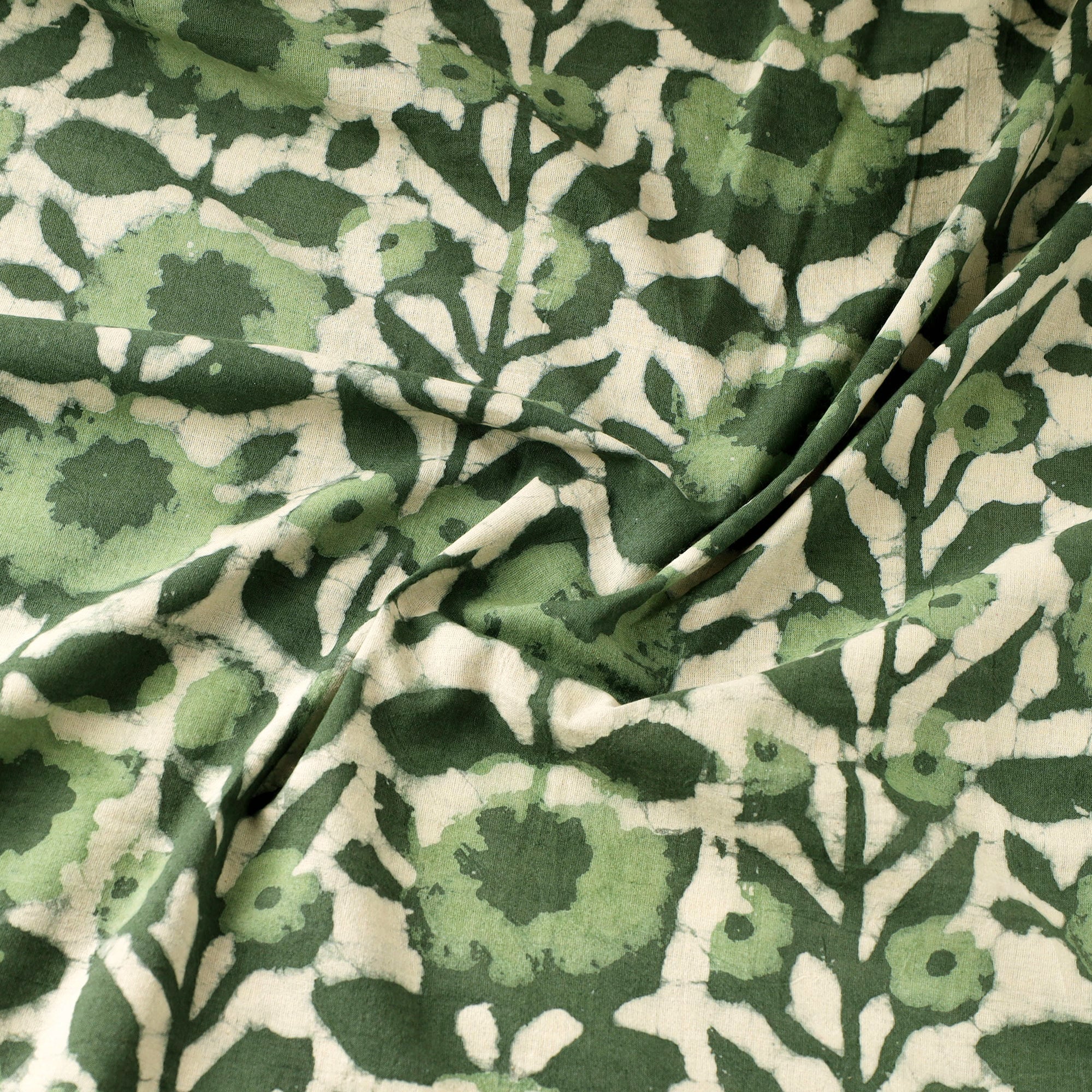 Green - Hand Block Print Cotton Natural Dyed Jahota Fabric 18 - Image 3