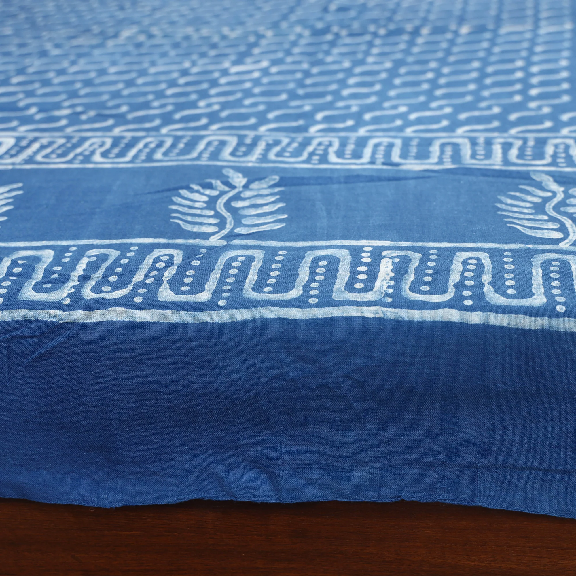 Blue - Hand Block Print Jhiri Pure Handloom Natural Dyed Cotton Single Akola Bedsheet Set (90 x 60 in) 01 - Image 3