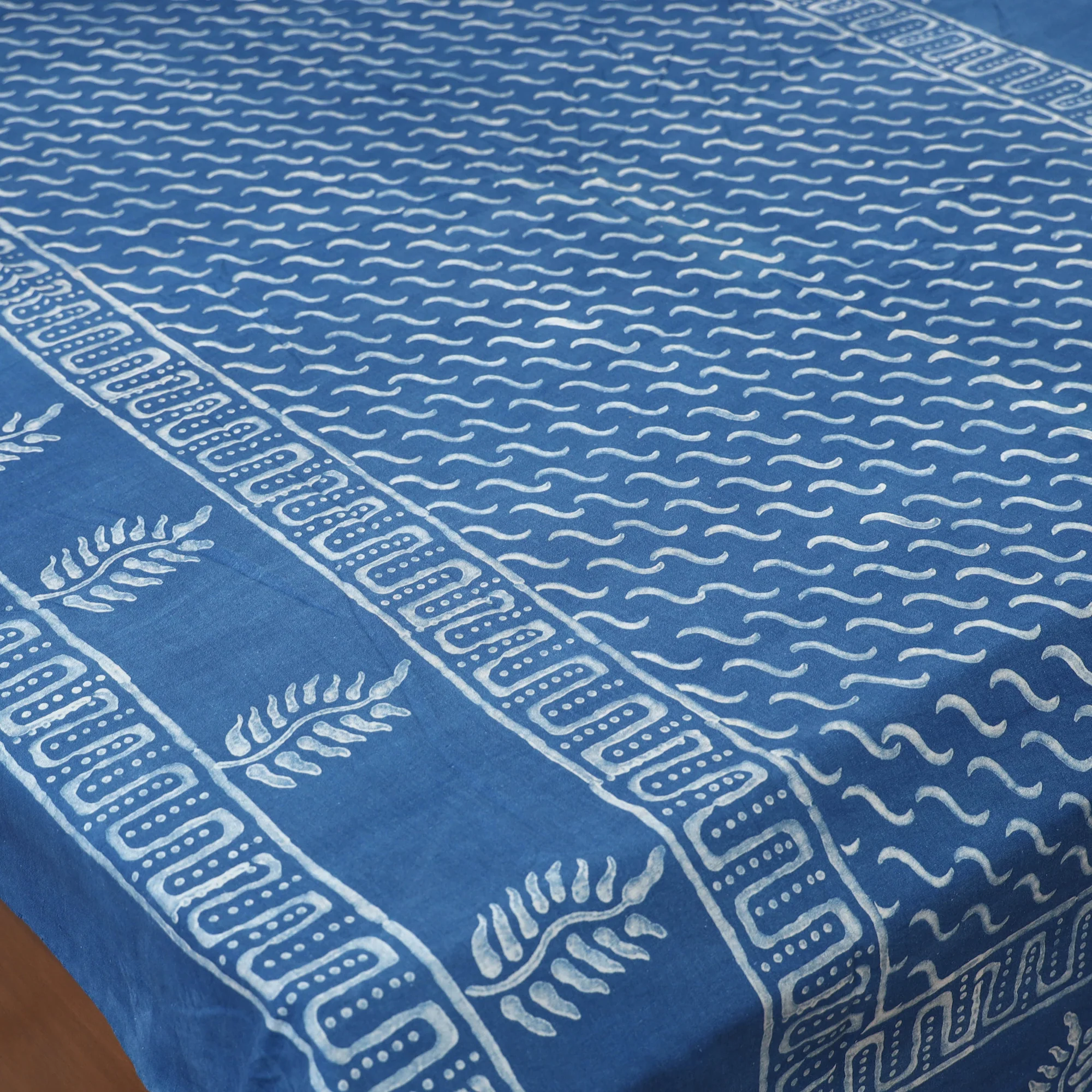 Blue - Hand Block Print Jhiri Pure Handloom Natural Dyed Cotton Single Akola Bedsheet Set (90 x 60 in) 01 - Image 4