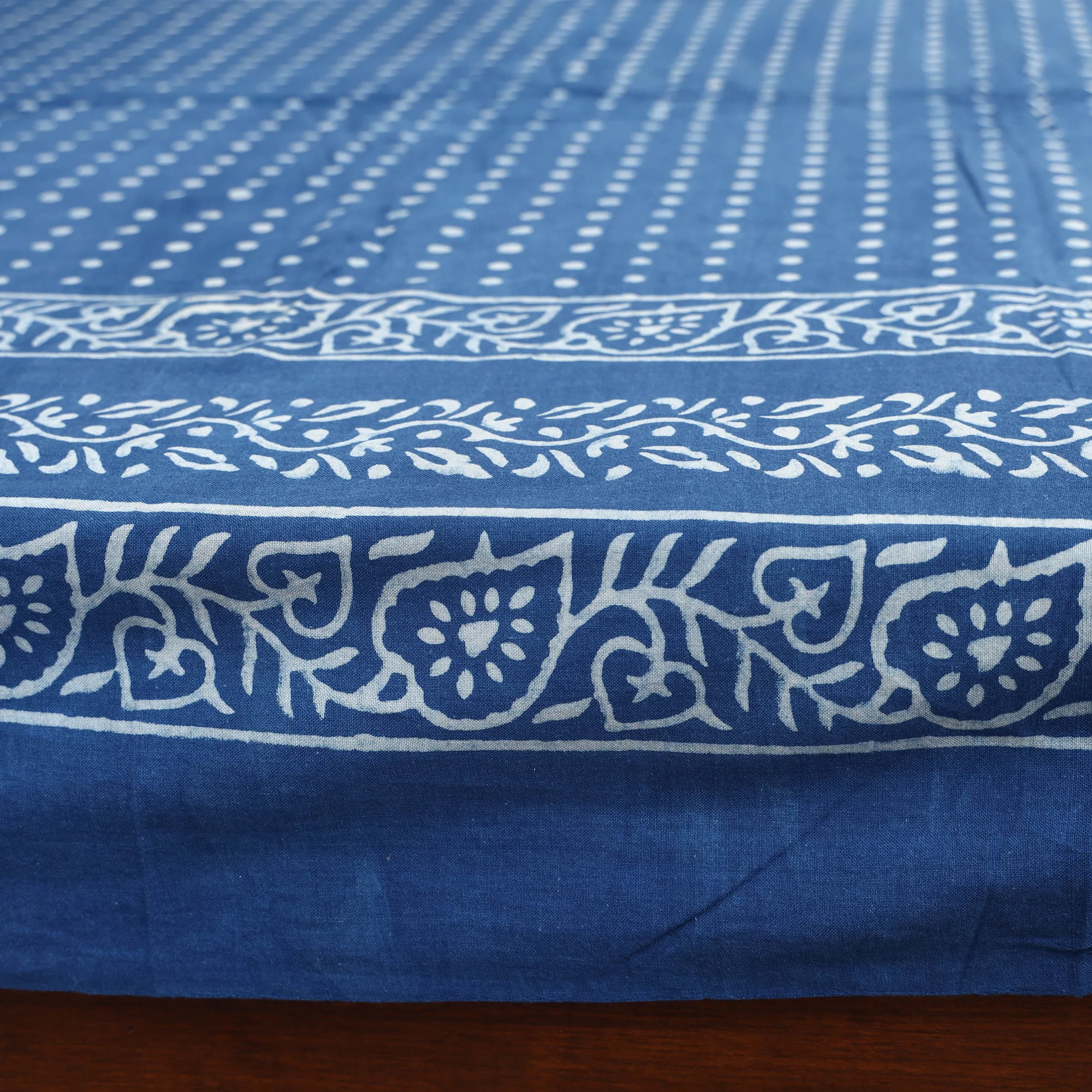 Blue - Hand Block Print Jhiri Pure Handloom Natural Dyed Cotton Single Akola Bedsheet Set (90 x 60 in) 02 - Image 3