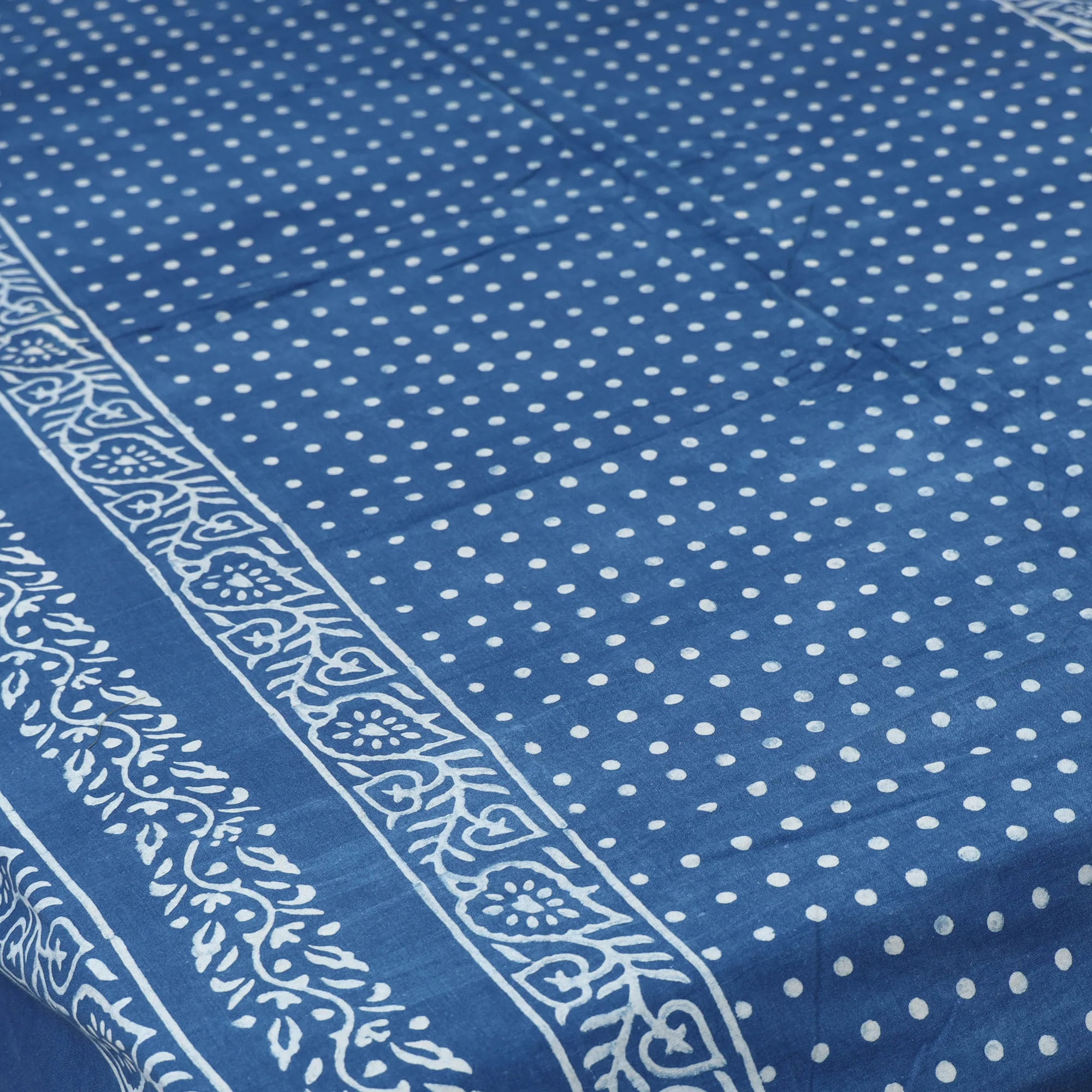 Blue - Hand Block Print Jhiri Pure Handloom Natural Dyed Cotton Single Akola Bedsheet Set (90 x 60 in) 02 - Image 4