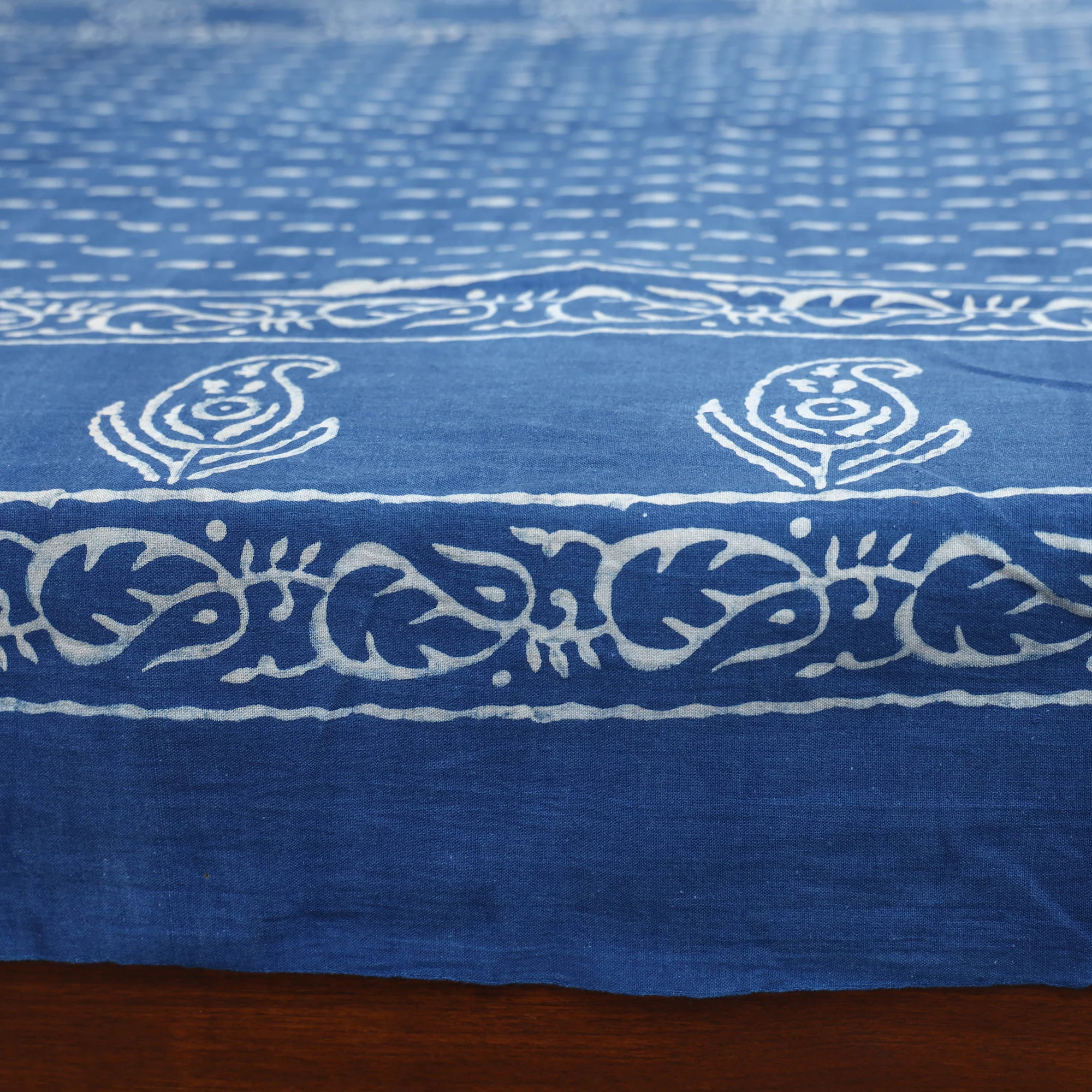 Blue - Hand Block Print Jhiri Pure Handloom Natural Dyed Cotton Single Akola Bedsheet Set (90 x 60 in) 03 - Image 3