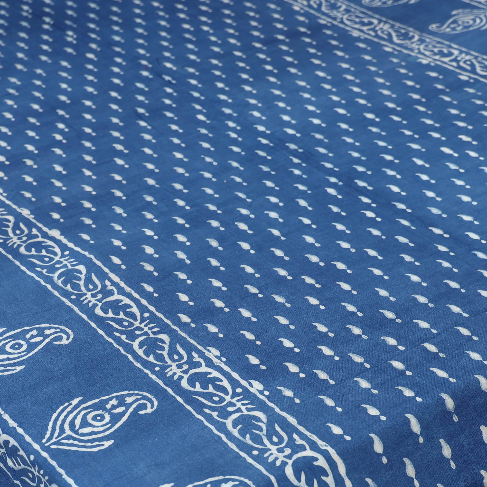 Blue - Hand Block Print Jhiri Pure Handloom Natural Dyed Cotton Single Akola Bedsheet Set (90 x 60 in) 03 - Image 4