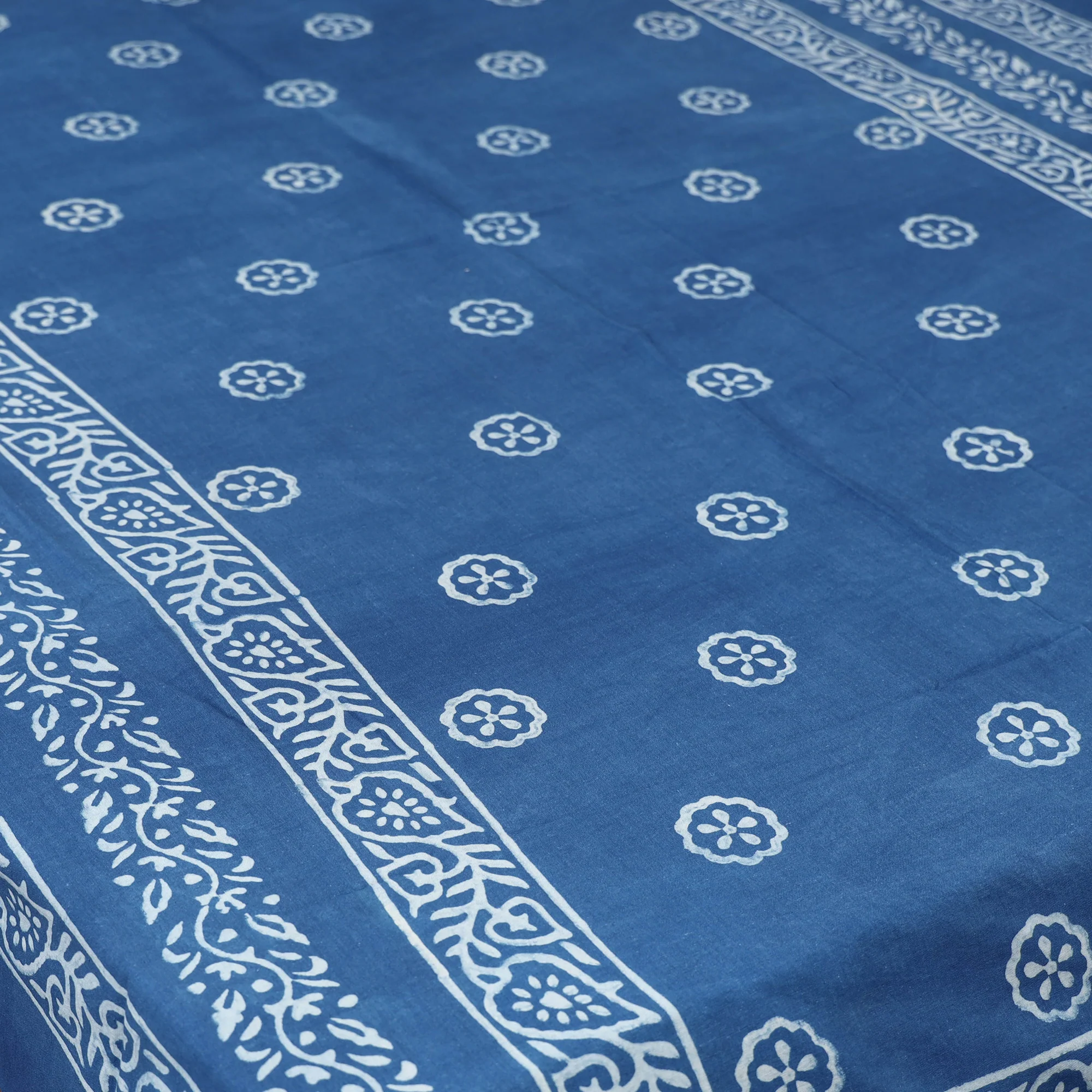 Blue - Hand Block Print Jhiri Pure Handloom Natural Dyed Cotton Single Akola Bedsheet Set (90 x 60 in) 04 - Image 4