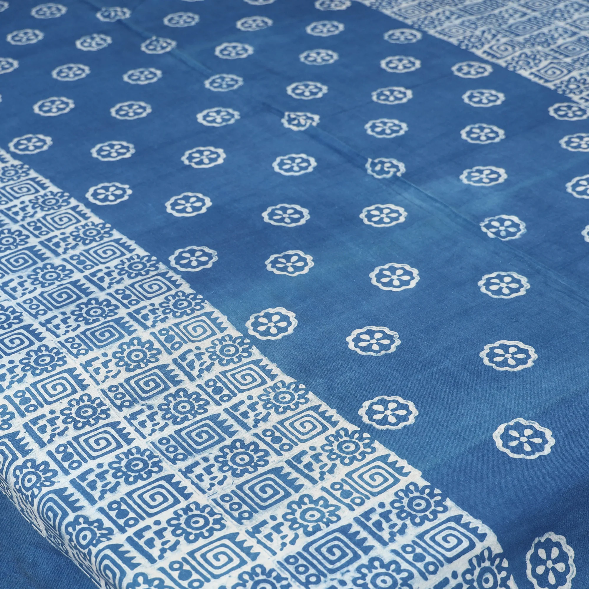 Blue - Hand Block Print Jhiri Pure Handloom Natural Dyed Cotton Single Akola Bedsheet Set (90 x 60 in) 05 - Image 4