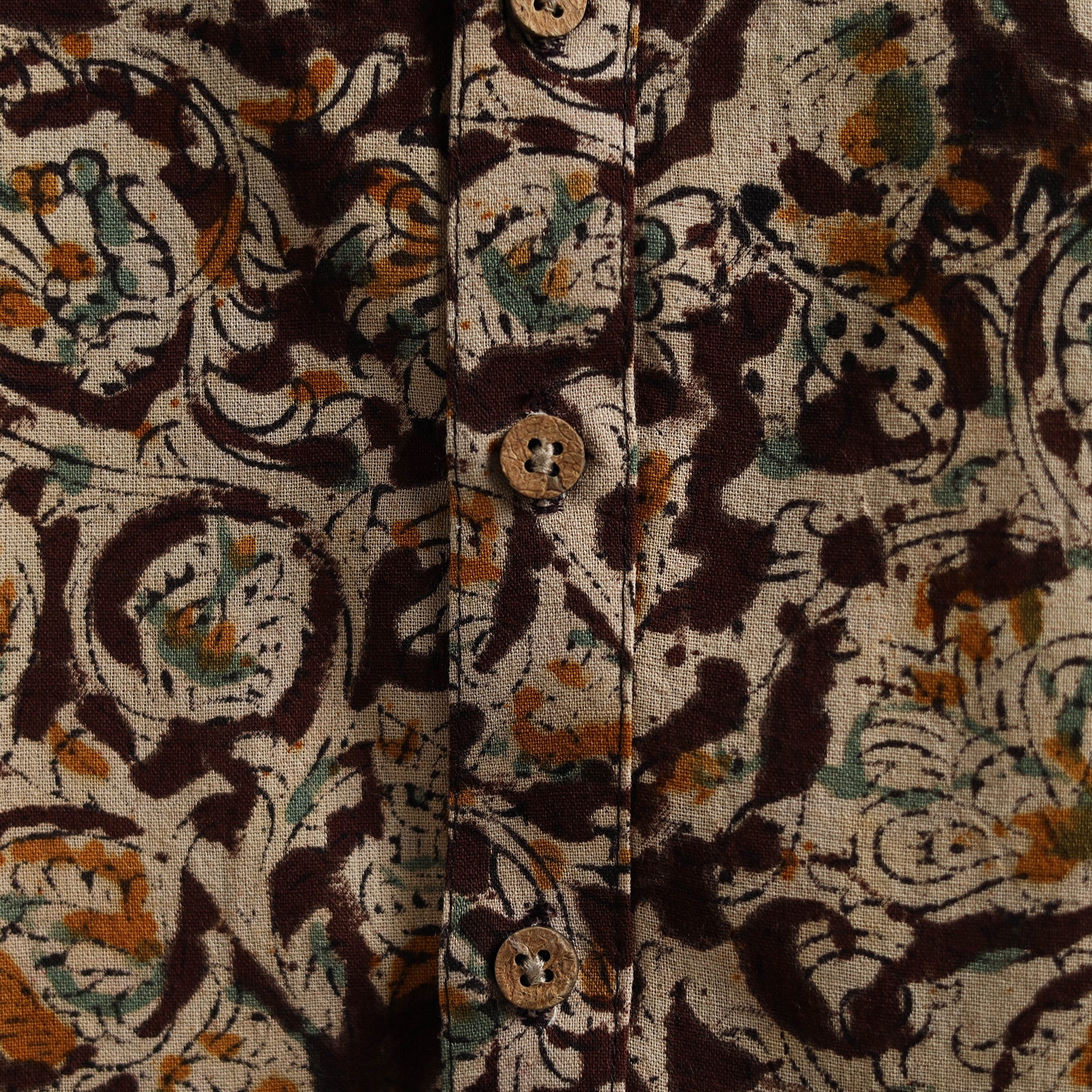 Hand Block Print Natural Dyed Cotton Long Kalamkari Kurta for Men 14 - Image 4