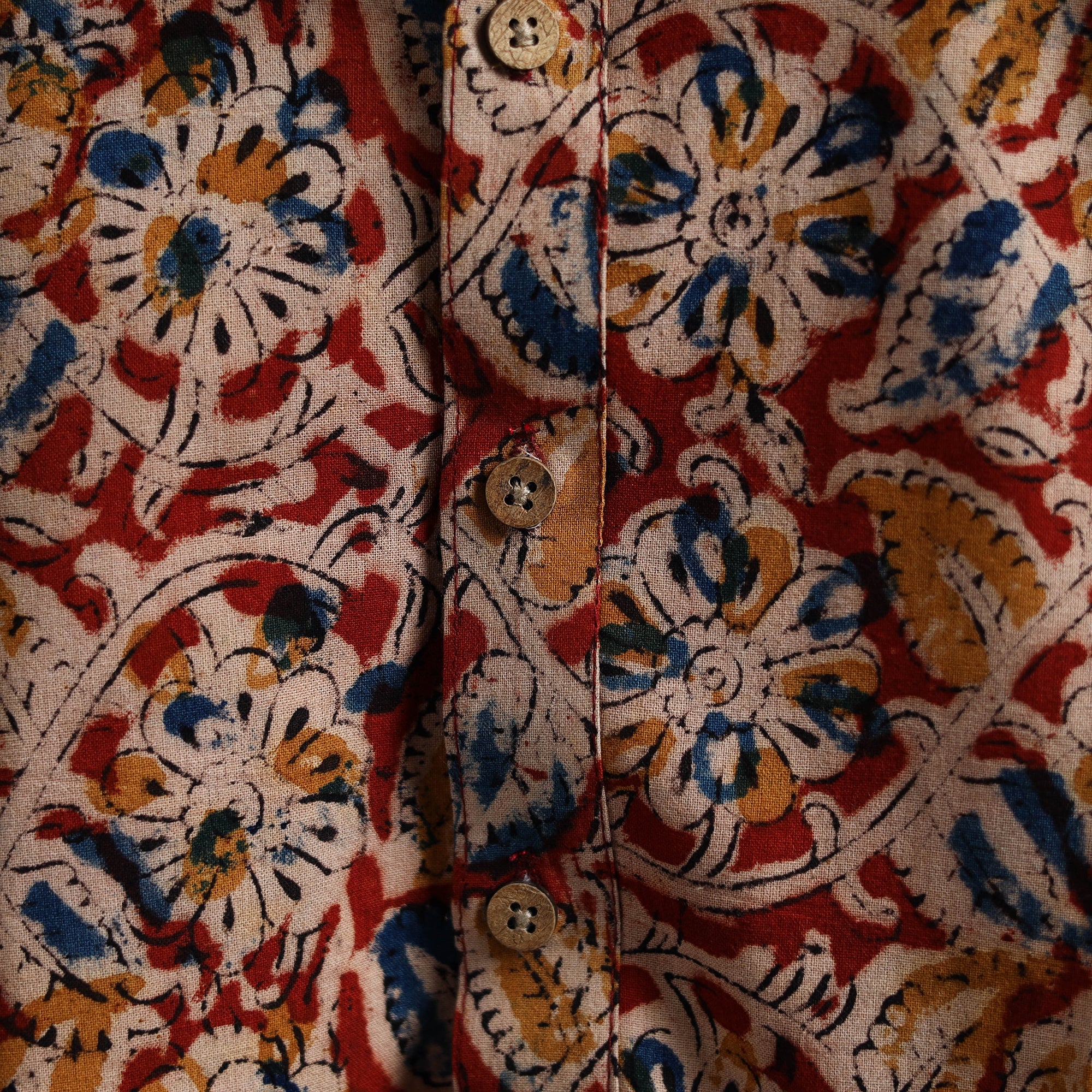 Hand Block Print Natural Dyed Cotton Long Kalamkari Kurta for Men 16 - Image 4