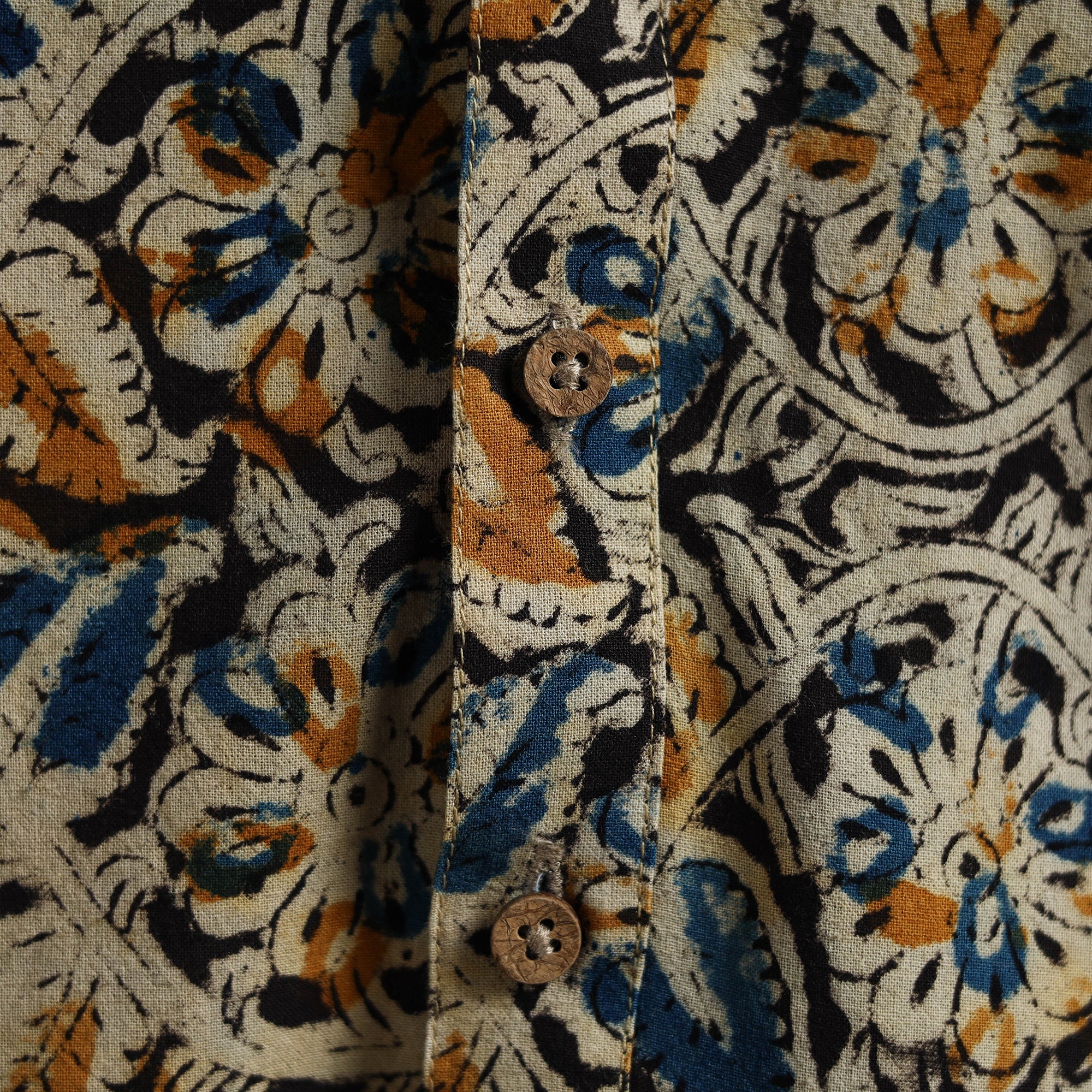 Hand Block Print Natural Dyed Cotton Long Kalamkari Kurta for Men 19 - Image 4