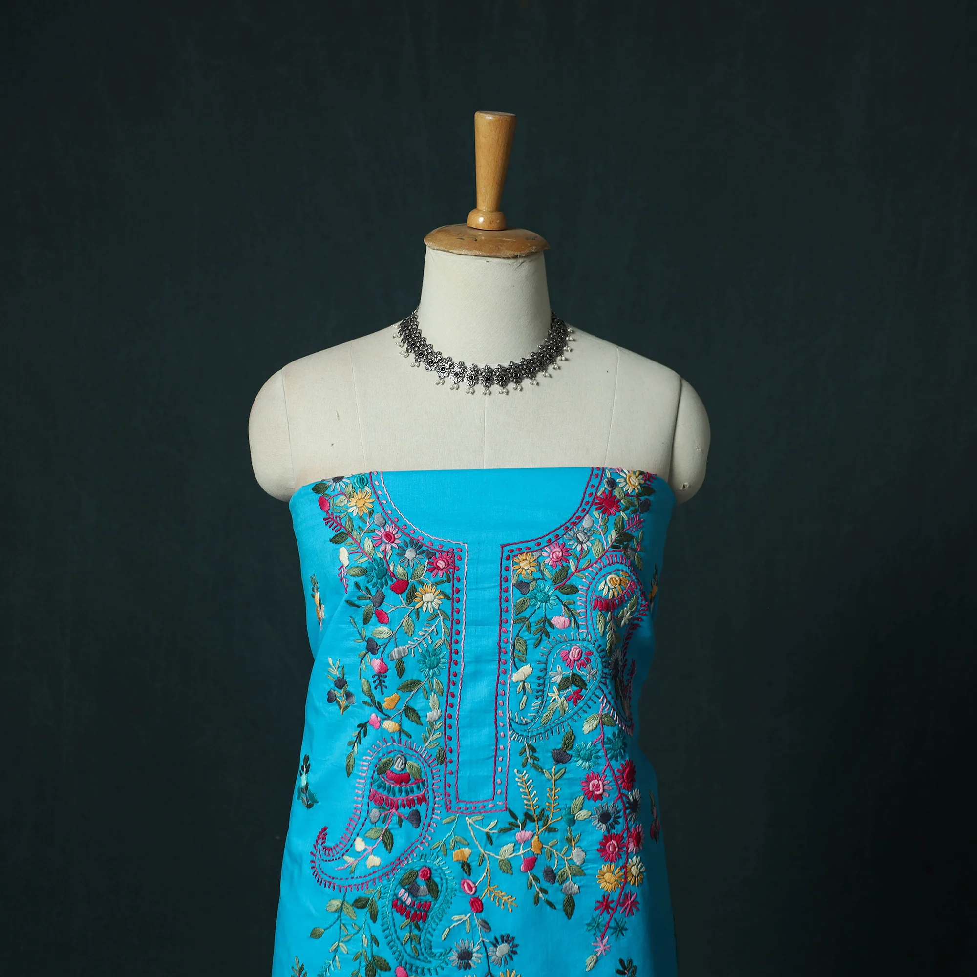 Hand Embroidered Cotton 3pc Unstitched Dress Material 42 - Image 2