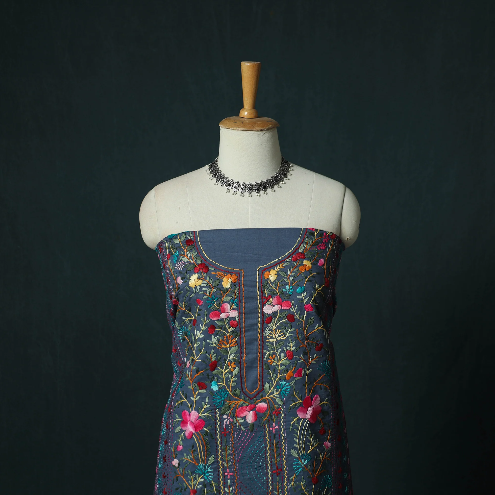 Hand Embroidered Cotton 3pc Unstitched Dress Material 45 - Image 2