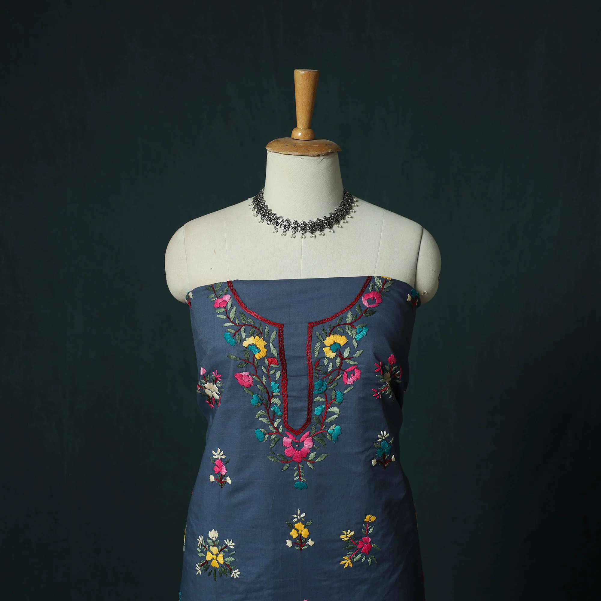 Hand Embroidered Cotton 3pc Unstitched Dress Material 47 - Image 2