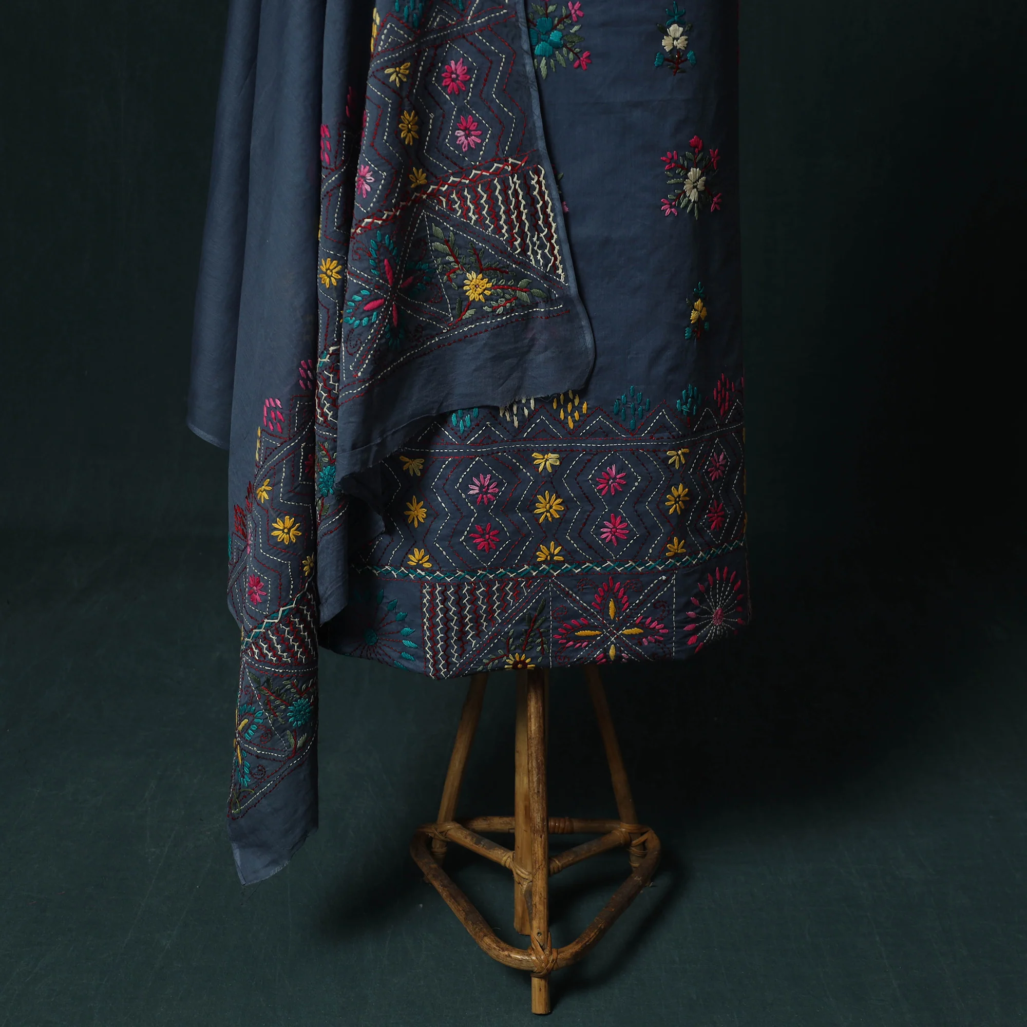 Hand Embroidered Cotton 3pc Unstitched Dress Material 47 - Image 5