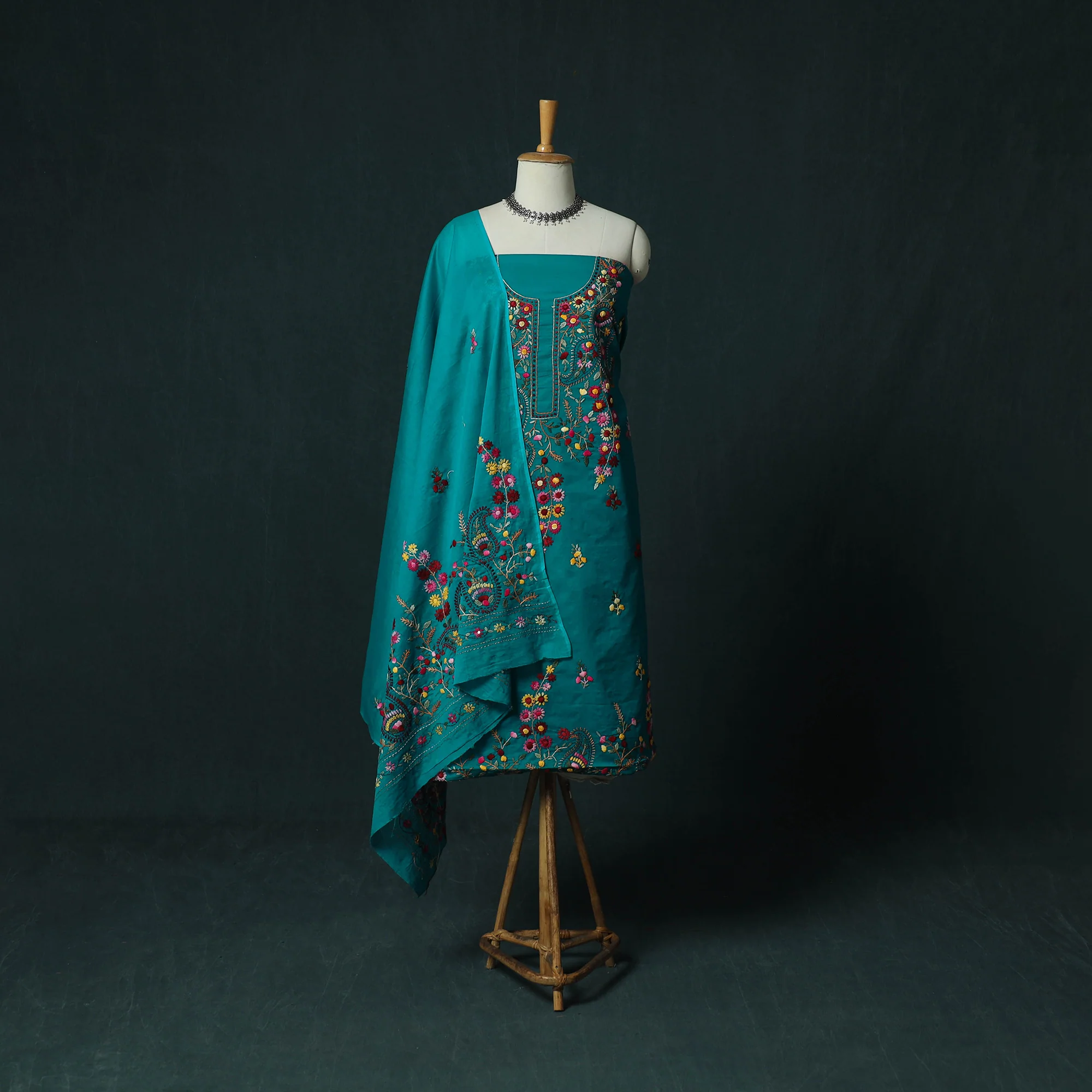 Hand Embroidered Cotton 3pc Unstitched Dress Material 49
