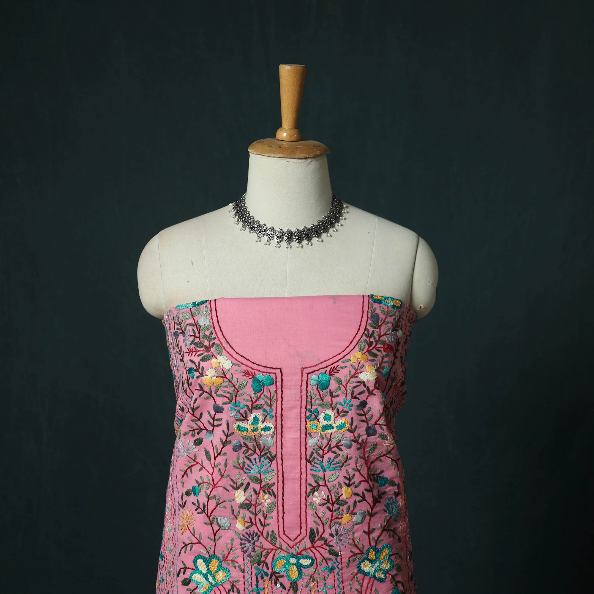 Hand Embroidered Cotton 3pc Unstitched Dress Material 52 - Image 2