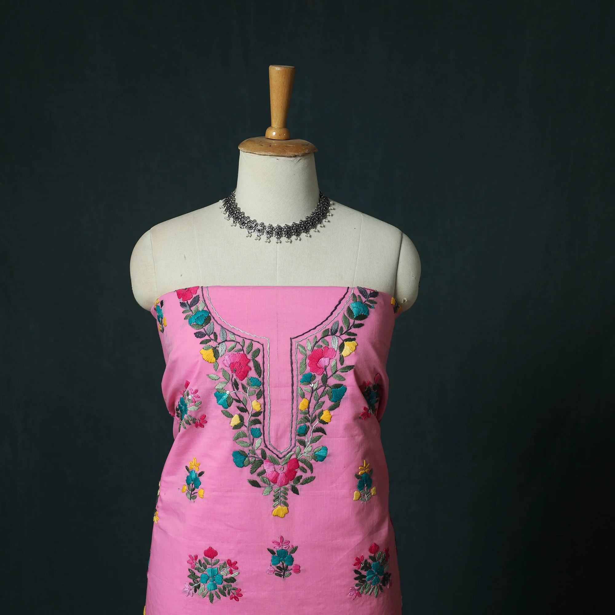 Hand Embroidered Cotton 3pc Unstitched Dress Material 55 - Image 2