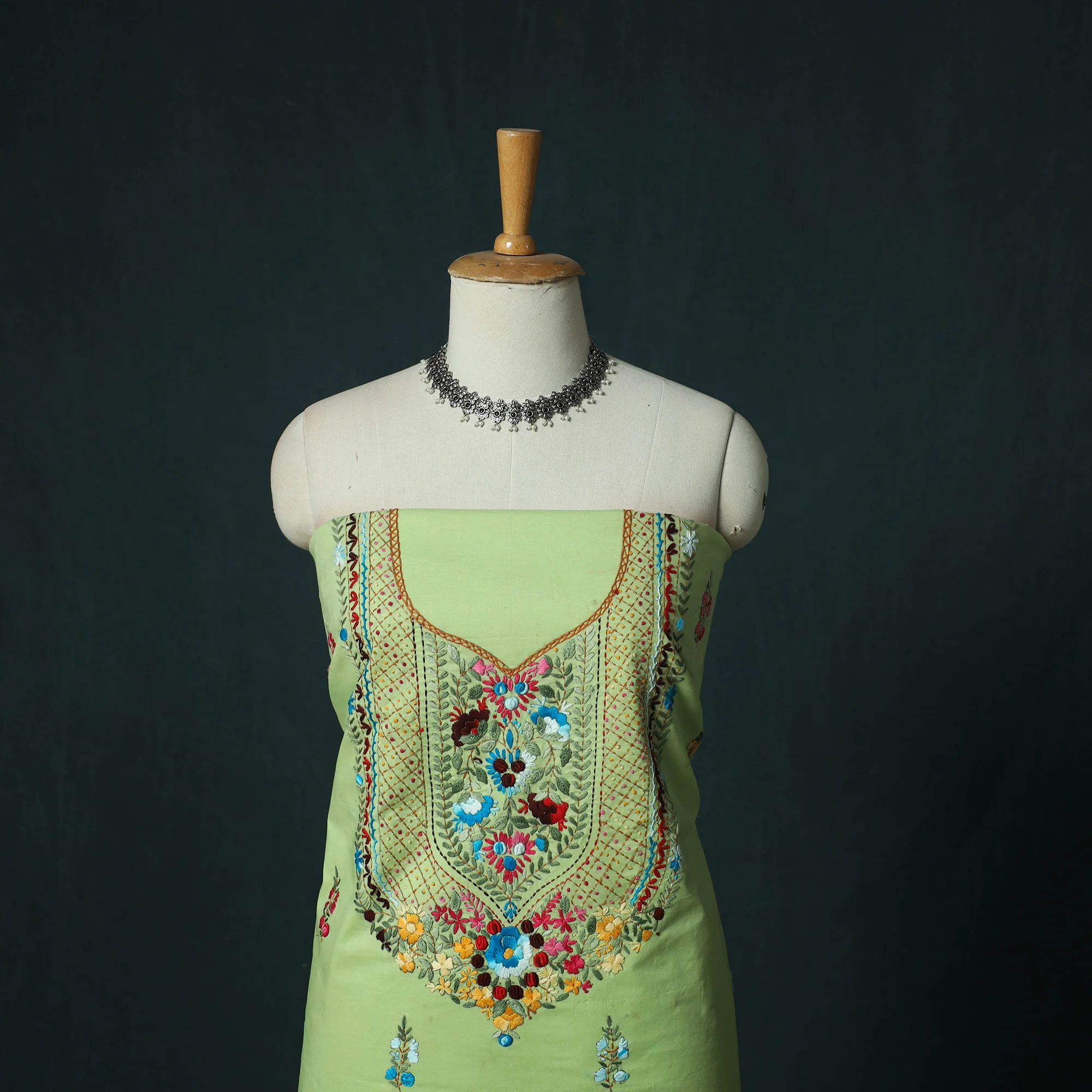 Hand Embroidered Cotton 3pc Unstitched Dress Material 60 - Image 2
