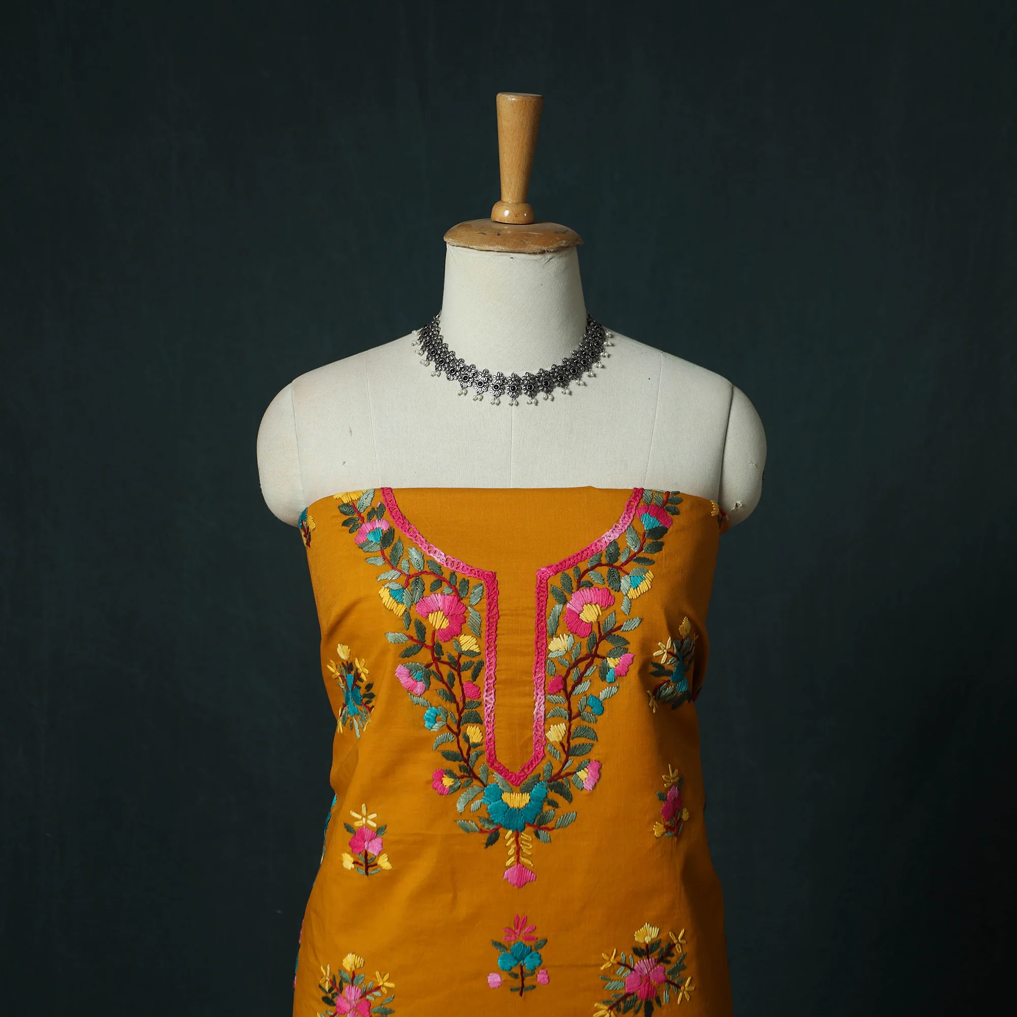 Hand Embroidered Cotton 3pc Unstitched Dress Material 61 - Image 2