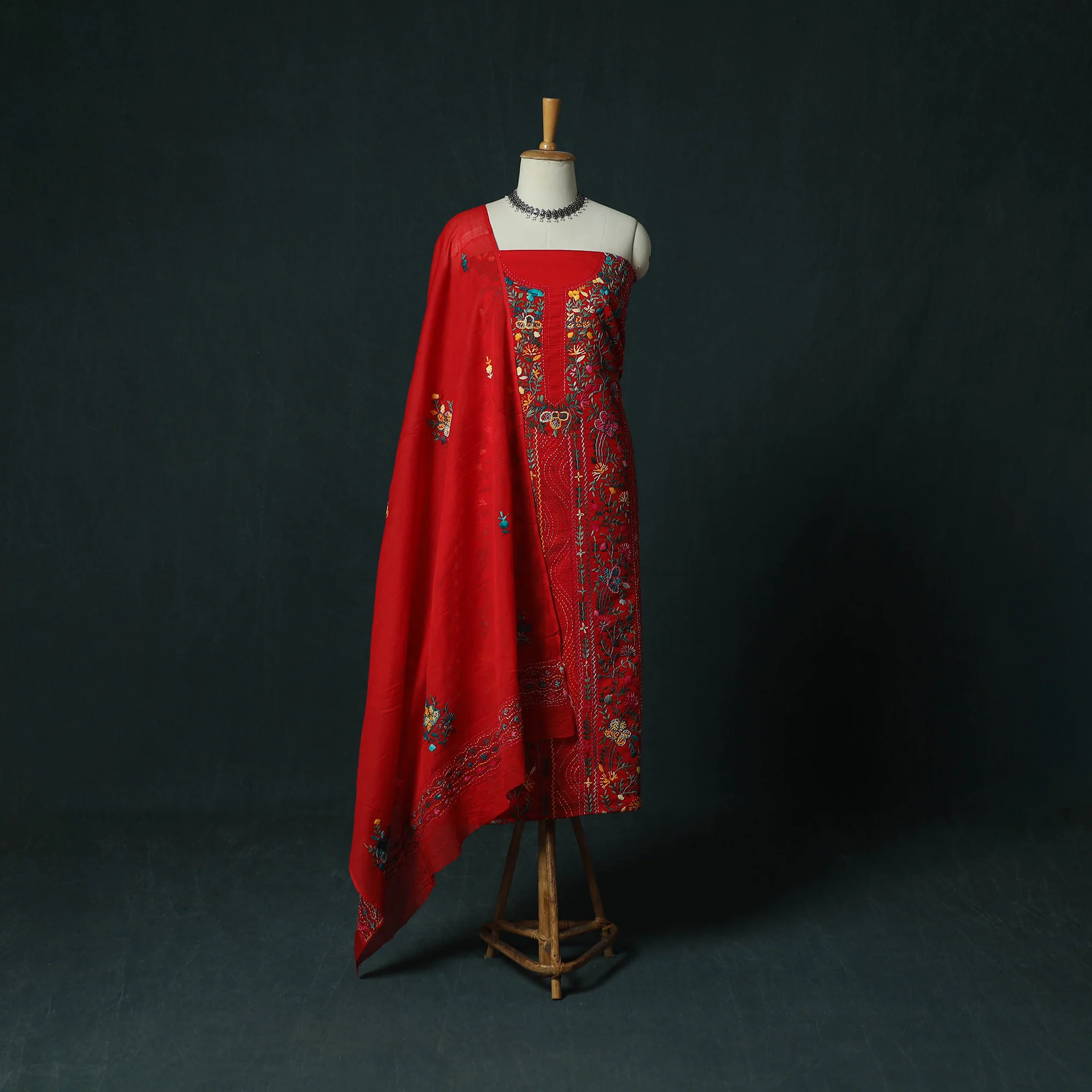 Hand Embroidered Cotton 3pc Unstitched Dress Material 63