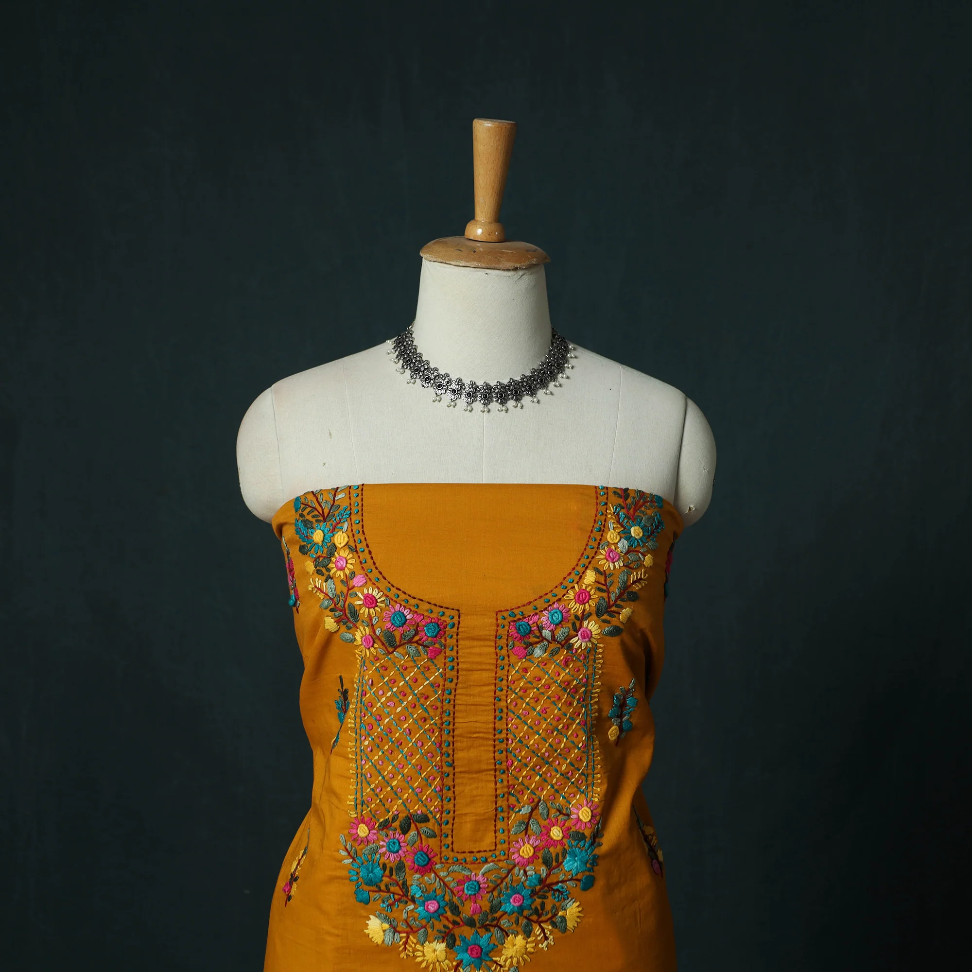 Hand Embroidered Cotton 3pc Unstitched Dress Material 64 - Image 2