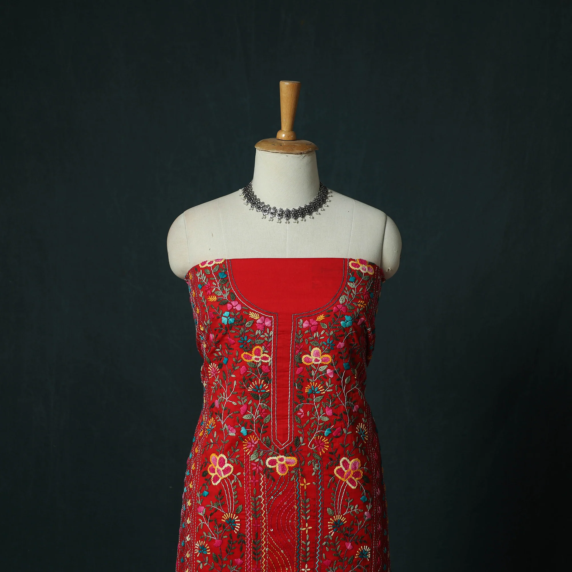 Hand Embroidered Cotton 3pc Unstitched Dress Material 65 - Image 2