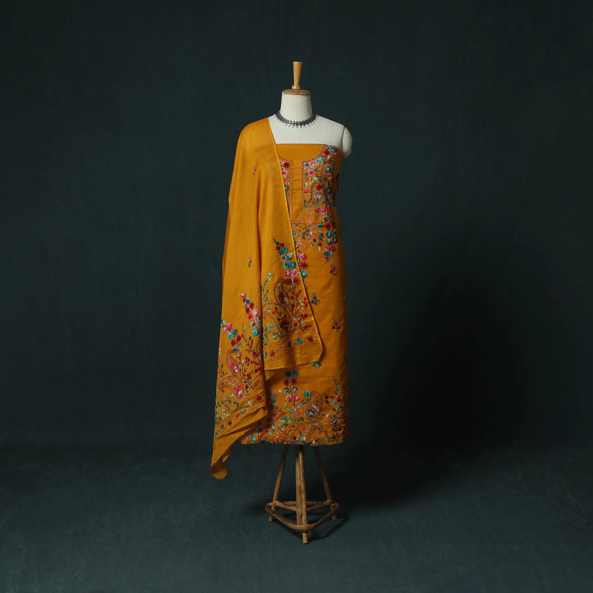 Hand Embroidered Cotton 3pc Unstitched Dress Material 70