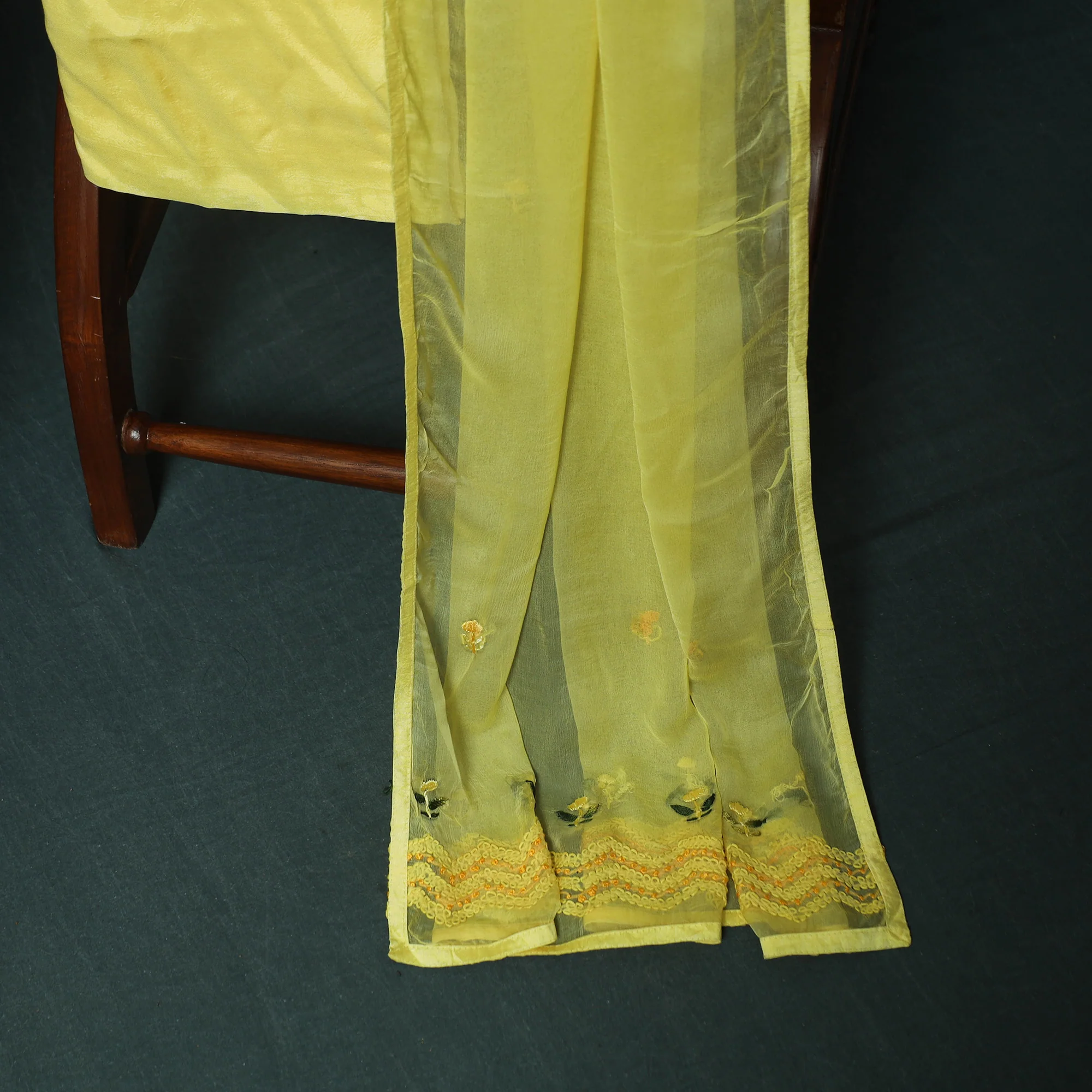 Hand Embroidered Georgette 3pc Unstitched Dress Material 14 - Image 5