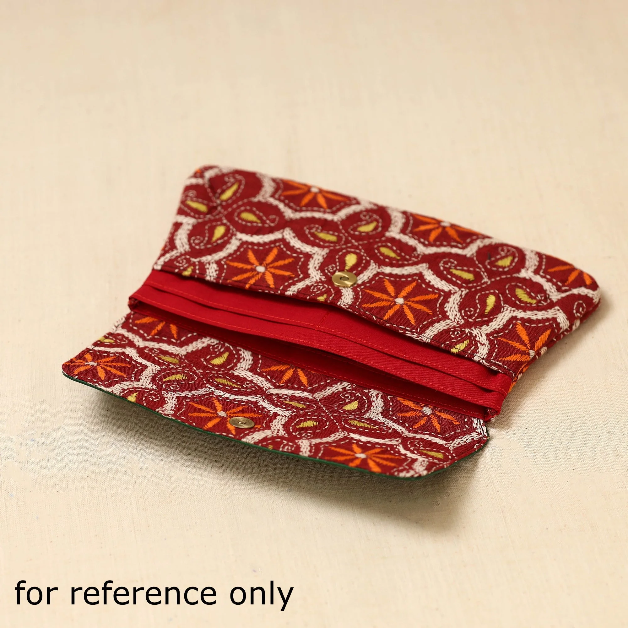 Multicolor - Hand Print Clutch with Embossed Leather Flap 20 - Image 3