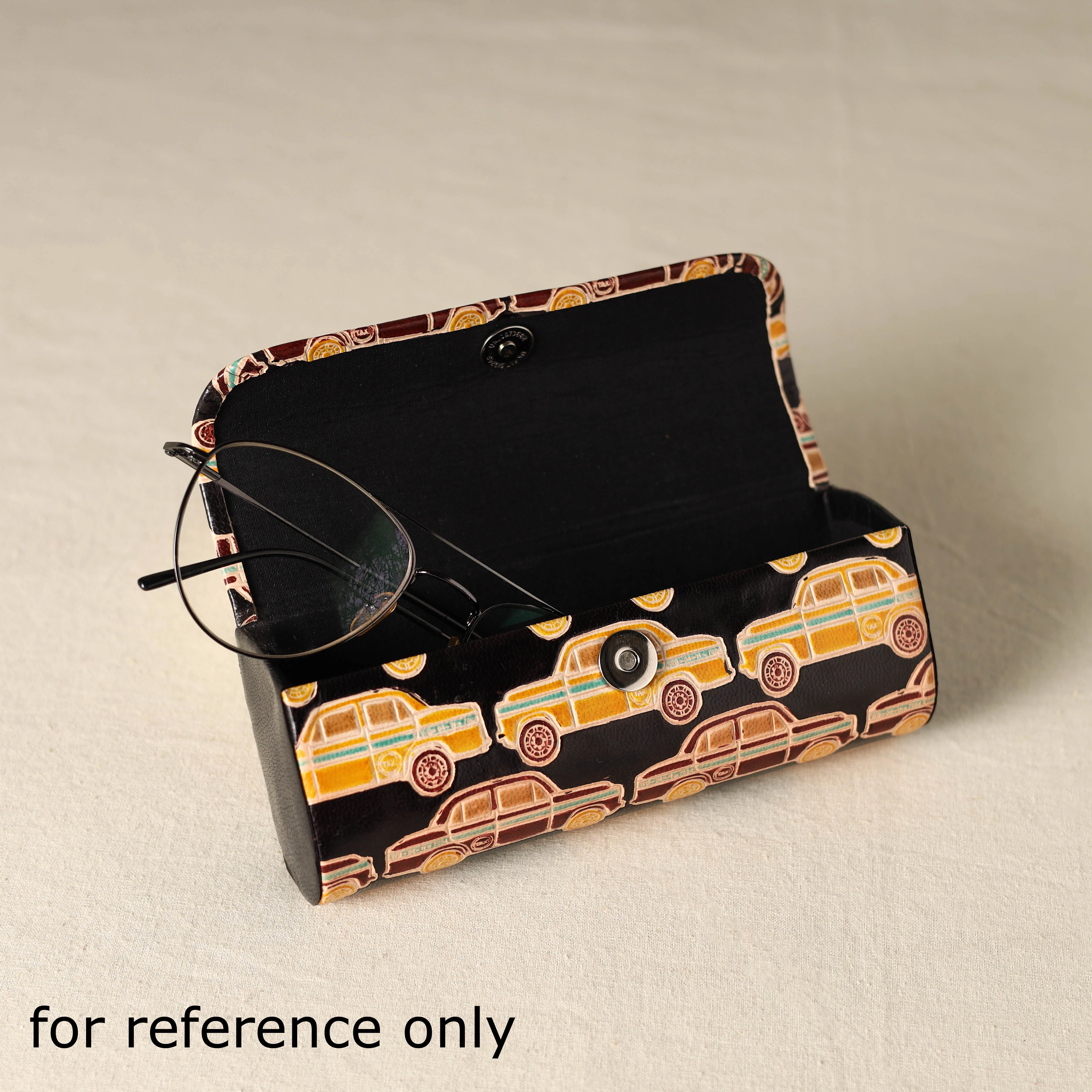 Red - Handcrafted Embossed Leather Spectacle Case 08 - Image 4
