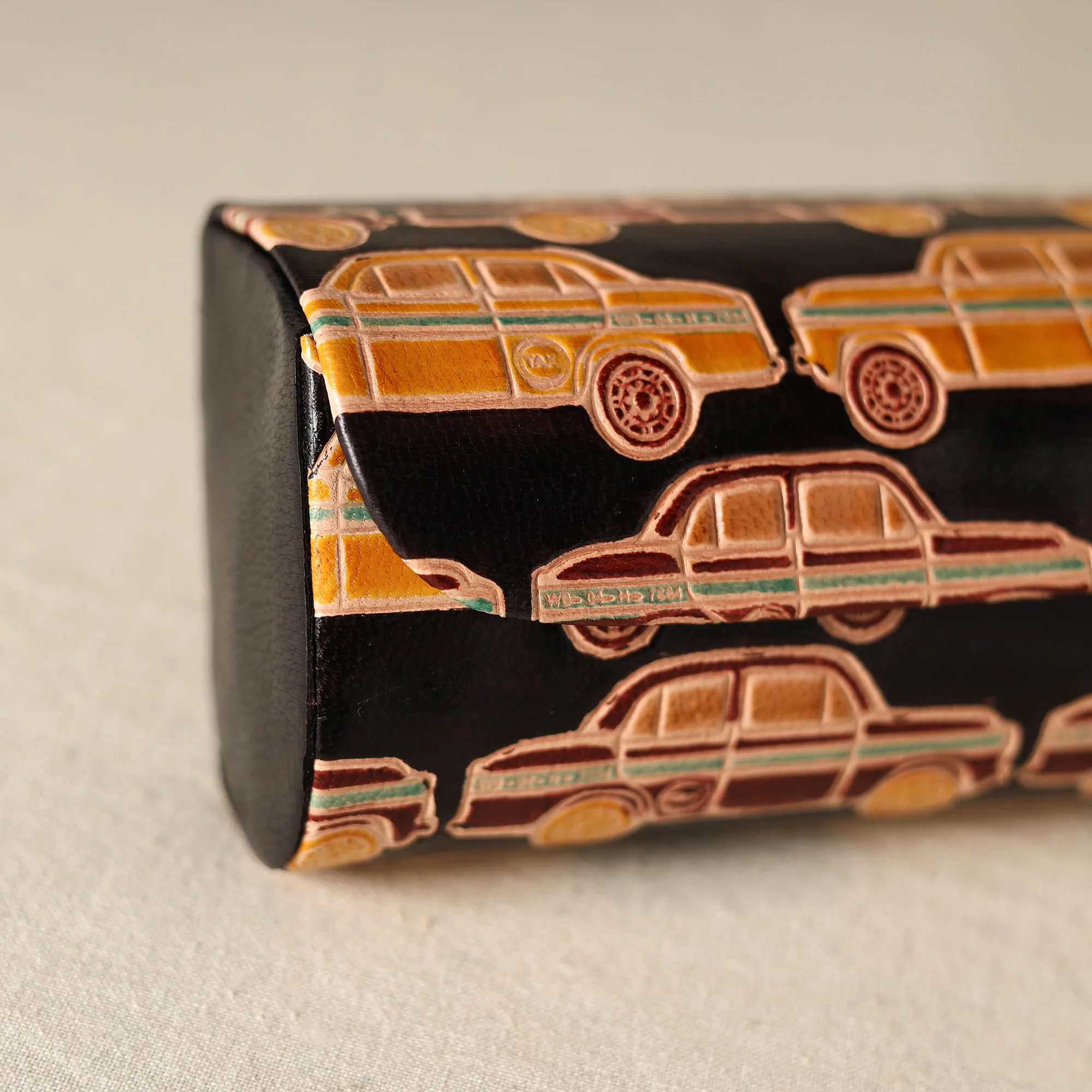 Black - Handcrafted Embossed Leather Spectacle Case 11 - Image 3