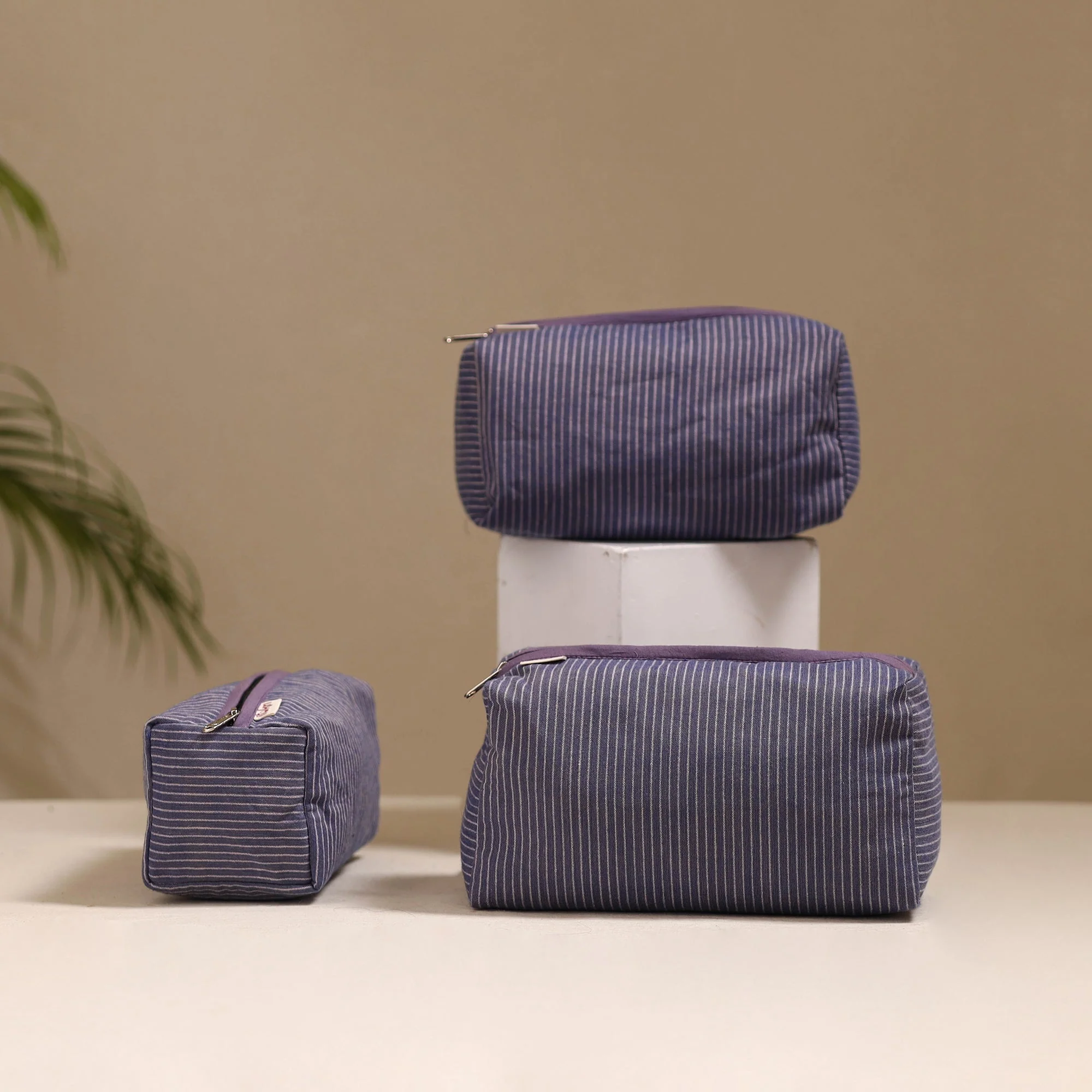Purple - Handcrafted Fabric Toiletry Bags (Set of 3) 22