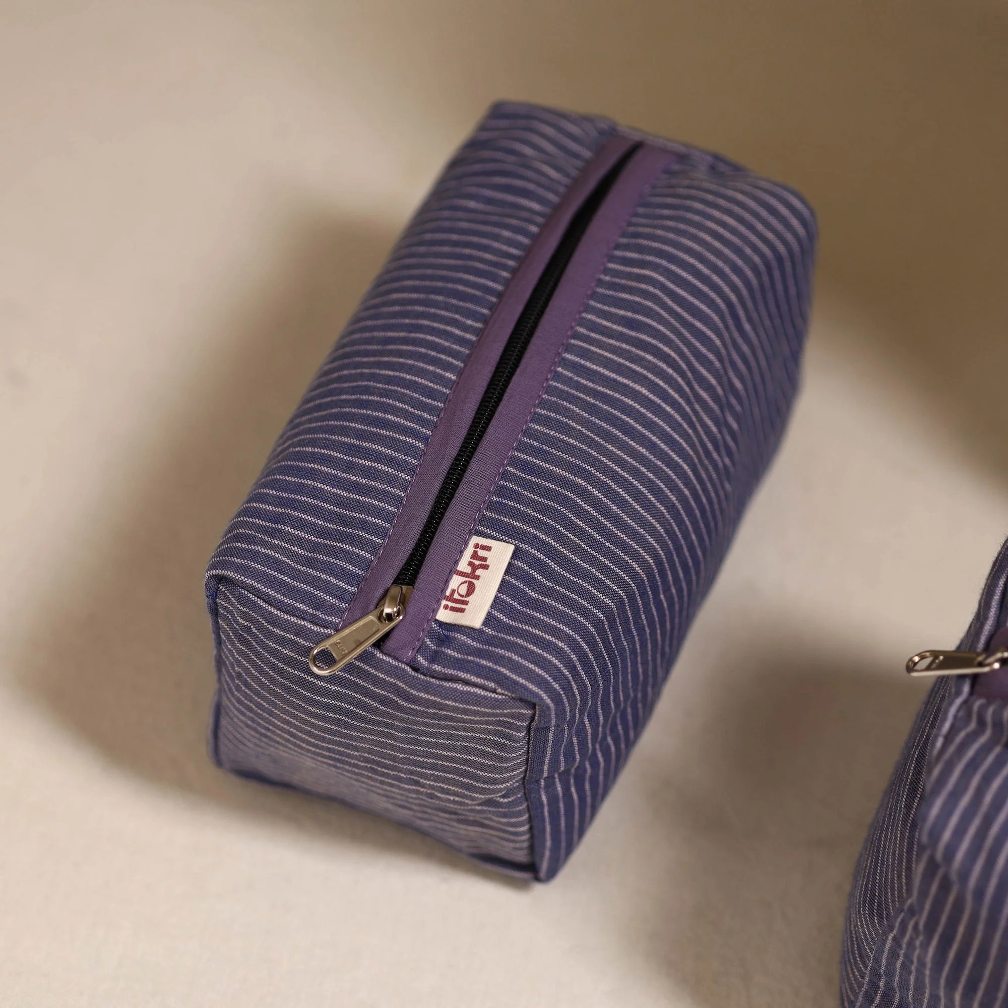 Purple - Handcrafted Fabric Toiletry Bags (Set of 3) 22 - Image 3