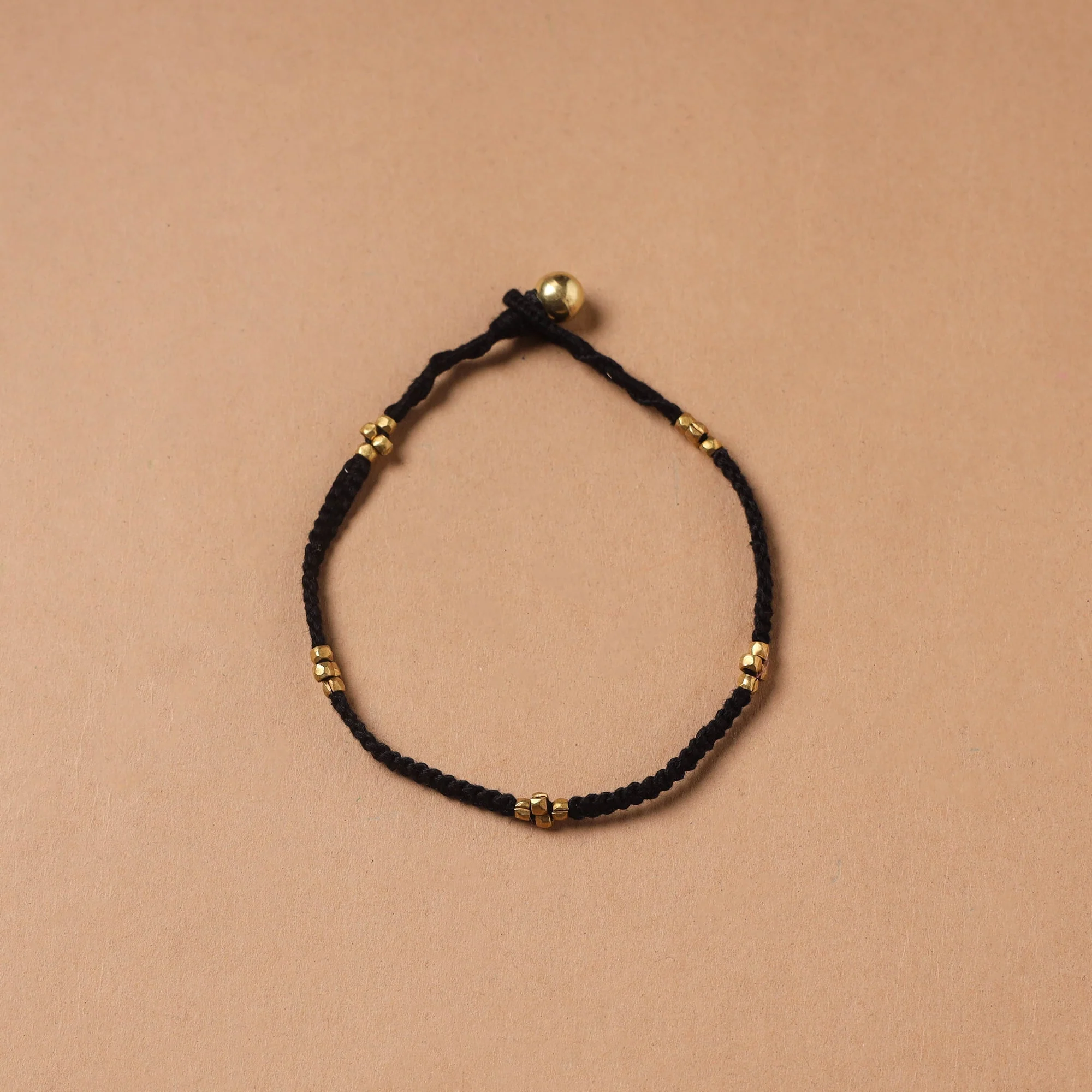 Black - Handcrafted Odisha Dokra Beads Threadwork Tribal Anklet 06