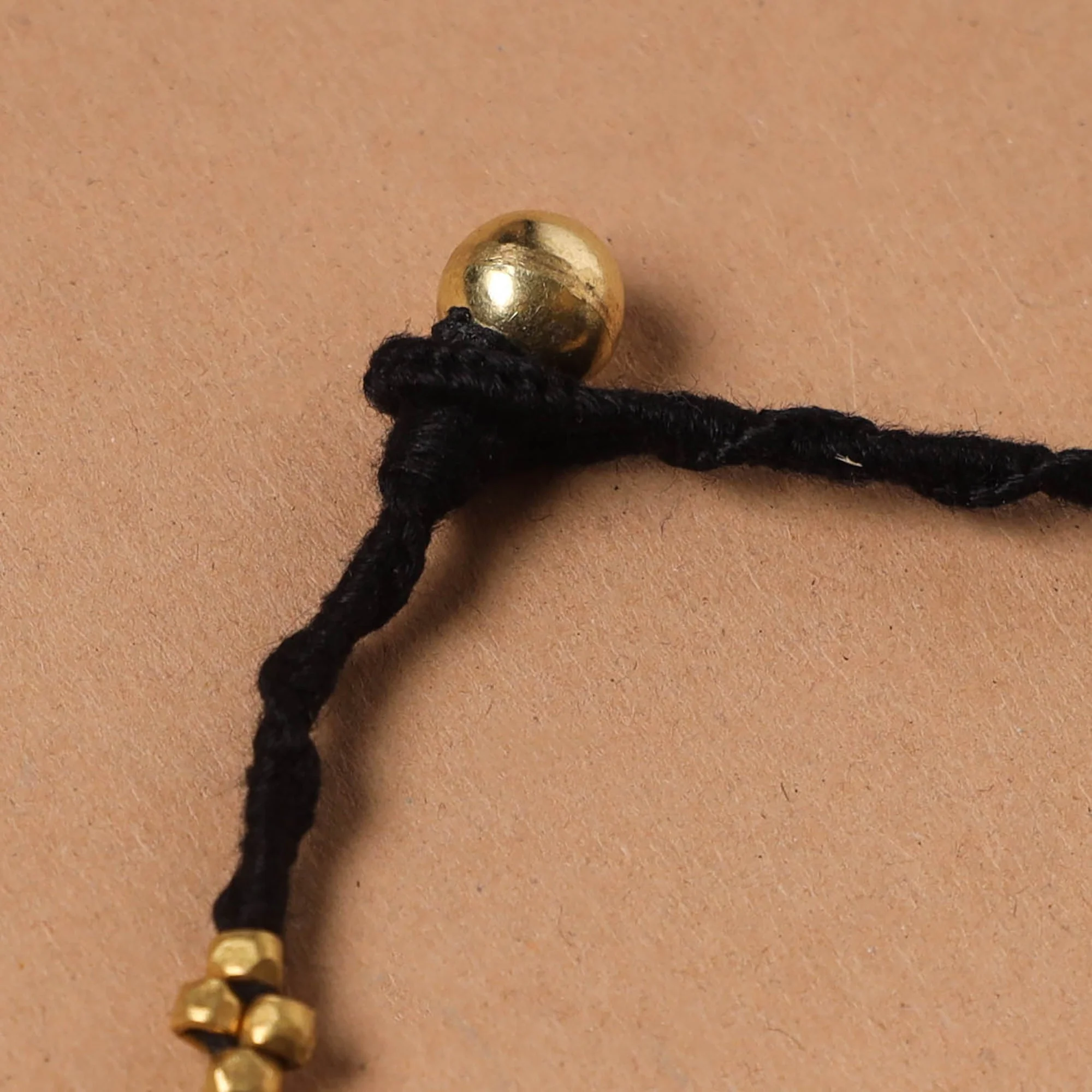 Black - Handcrafted Odisha Dokra Beads Threadwork Tribal Anklet 06 - Image 2