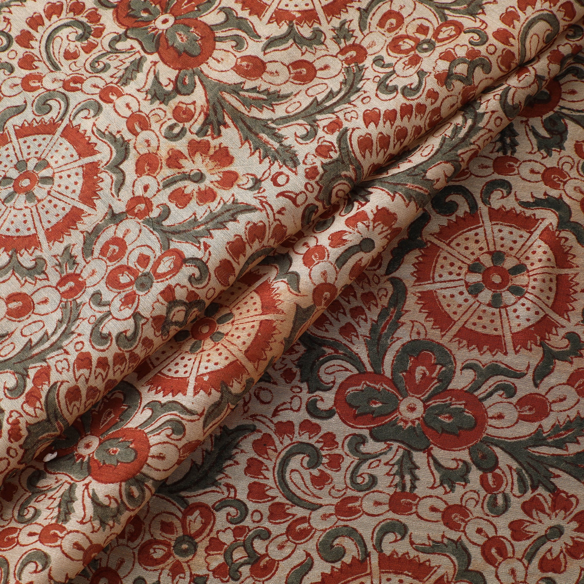Handloom Chanderi Silk Natural Dyed Block Print Pedana Kalamkari Fabric 01 - Image 2