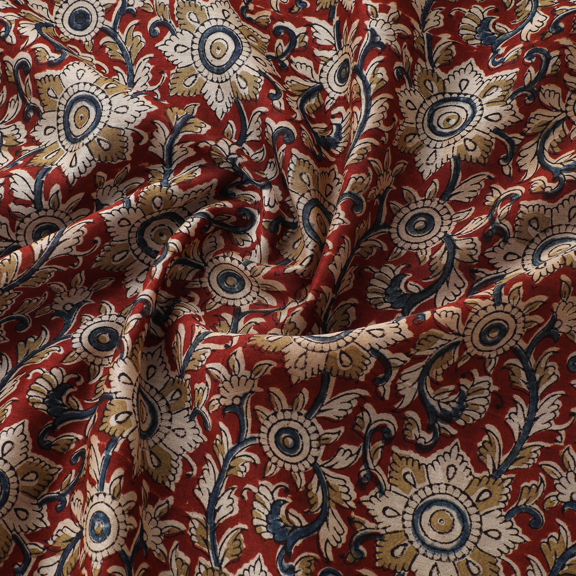 Handloom Chanderi Silk Natural Dyed Block Print Pedana Kalamkari Fabric 03 - Image 3