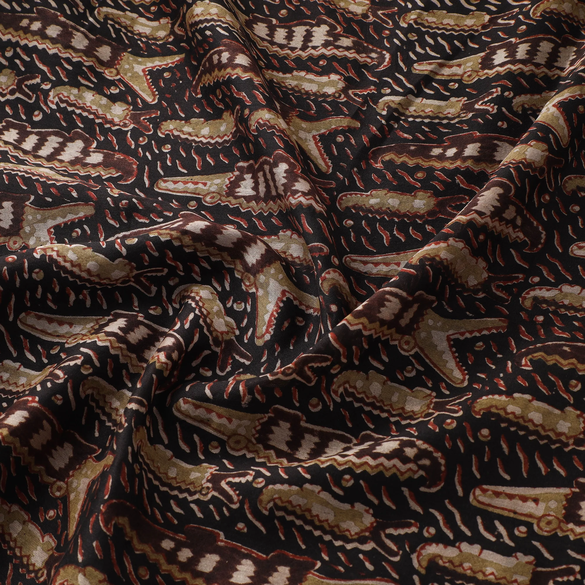 Handloom Chanderi Silk Natural Dyed Block Print Pedana Kalamkari Fabric 06 - Image 3