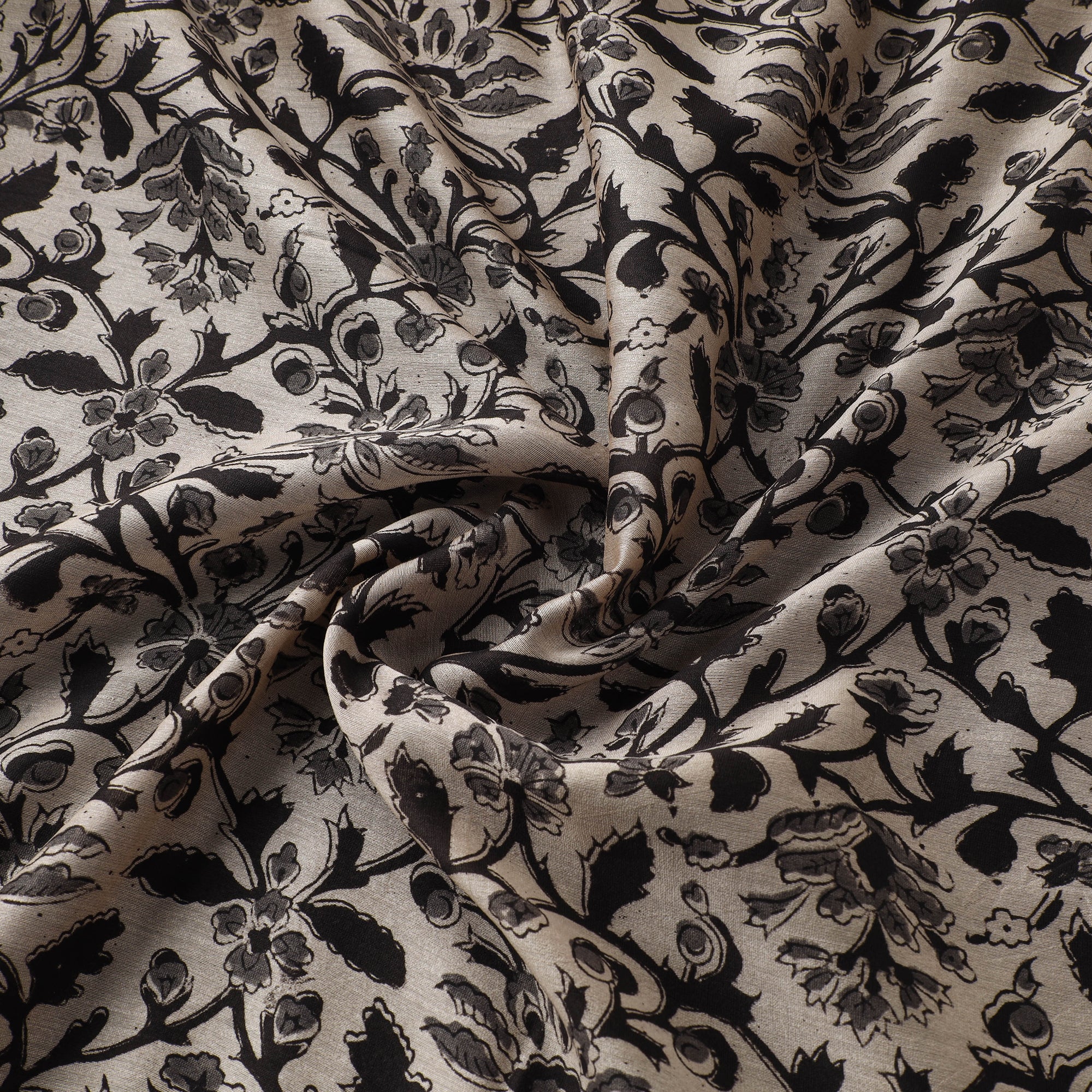 Handloom Chanderi Silk Natural Dyed Block Print Pedana Kalamkari Fabric 08 - Image 3