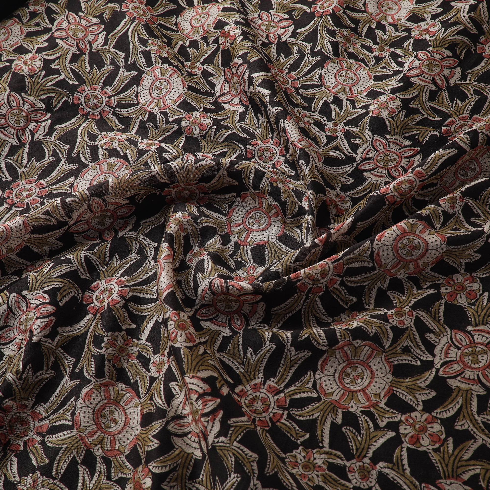 Handloom Chanderi Silk Natural Dyed Block Print Pedana Kalamkari Fabric 09 - Image 3