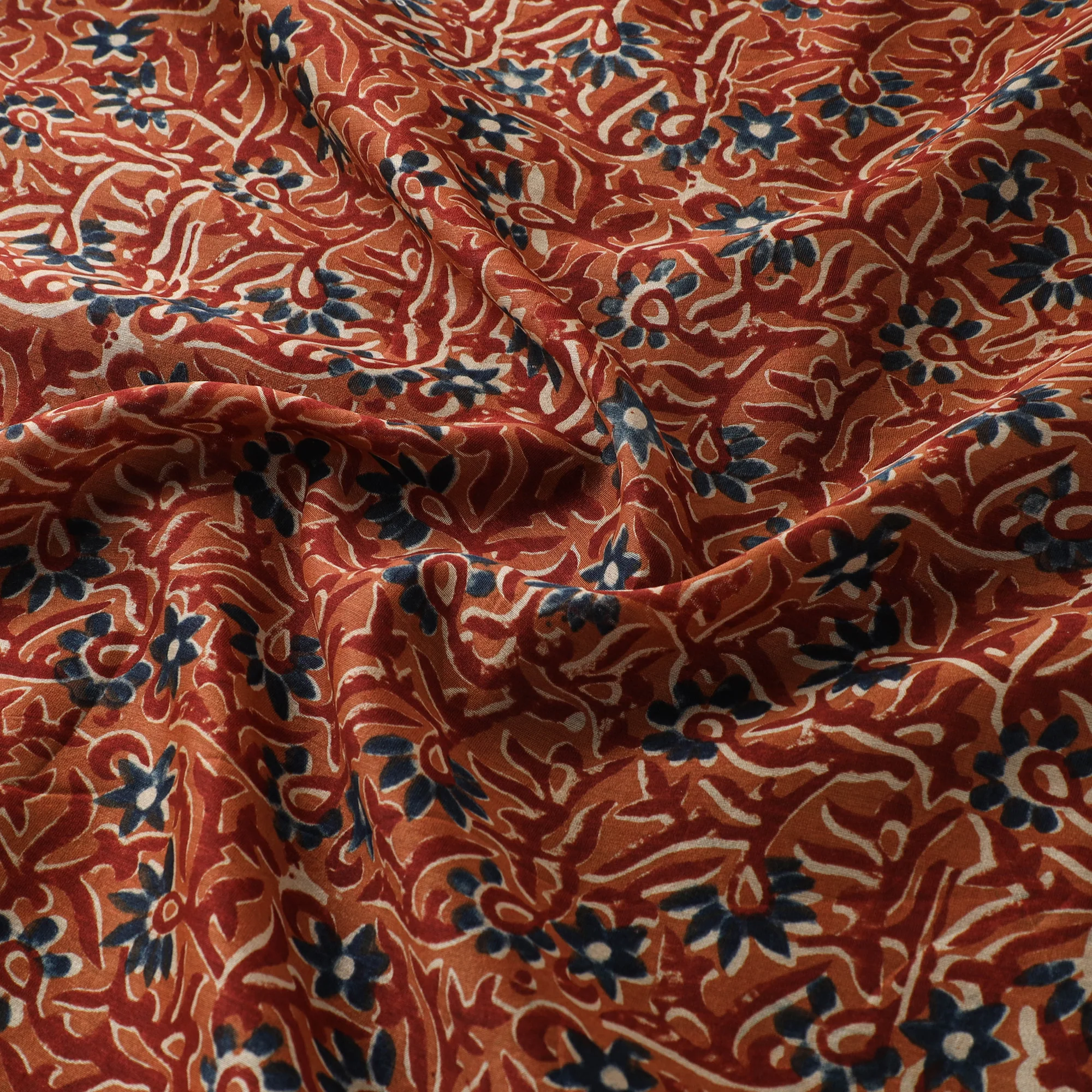 Handloom Chanderi Silk Natural Dyed Block Print Pedana Kalamkari Fabric 11 - Image 3