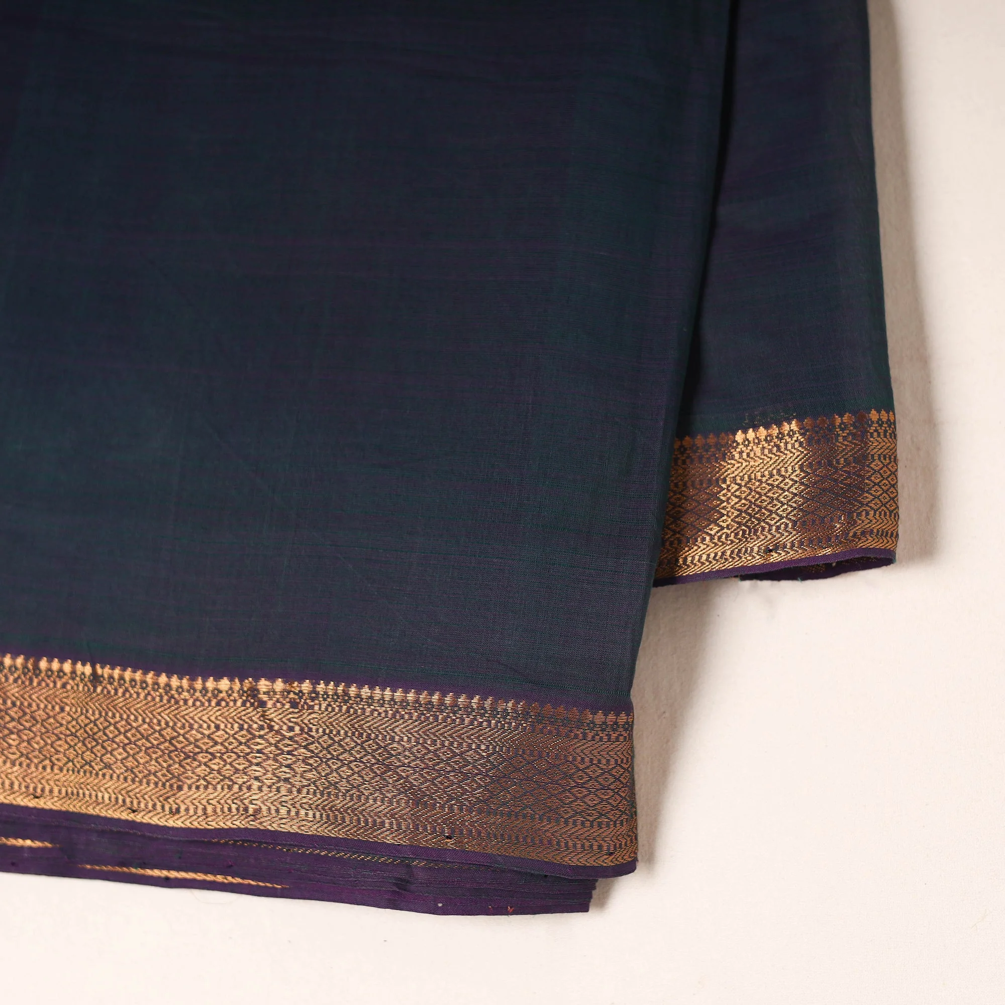Blue - Handloom Cotton Mangalagiri Fabric with Zari Border 11 - Image 4
