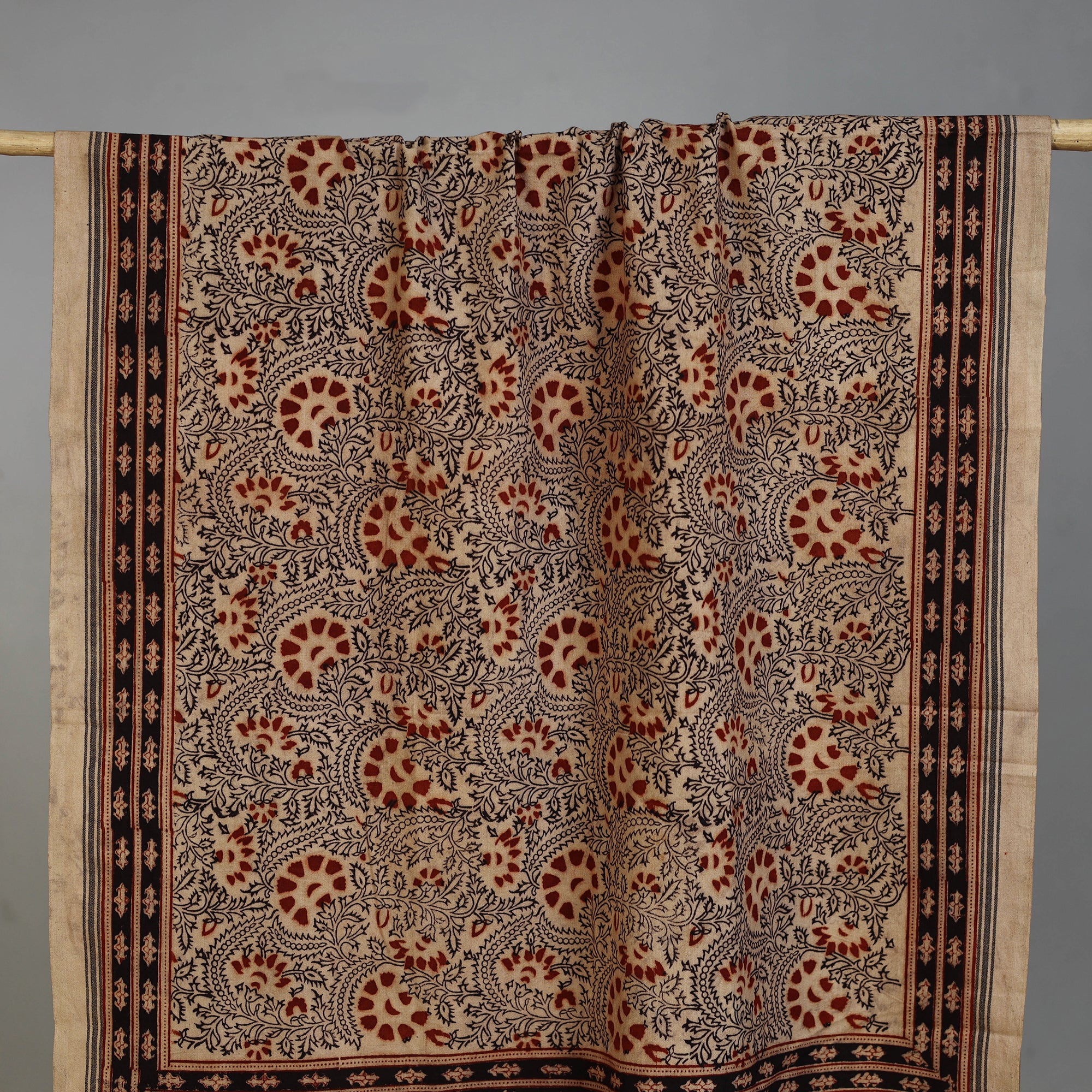 Handloom Cotton Natural Dyed Block Print Pedana Kalamkari Towel 06 - Image 2