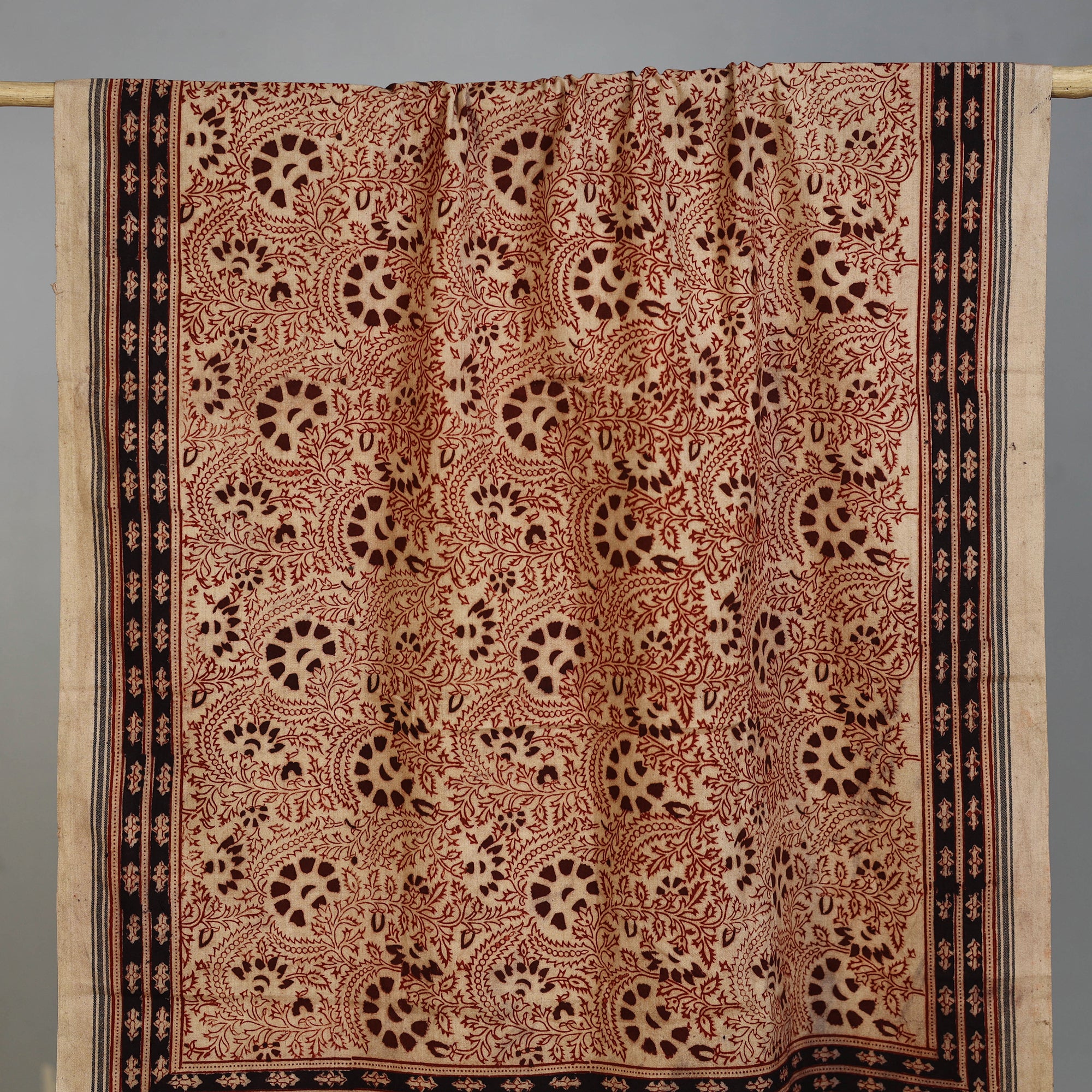 Handloom Cotton Natural Dyed Block Print Pedana Kalamkari Towel 07 - Image 2