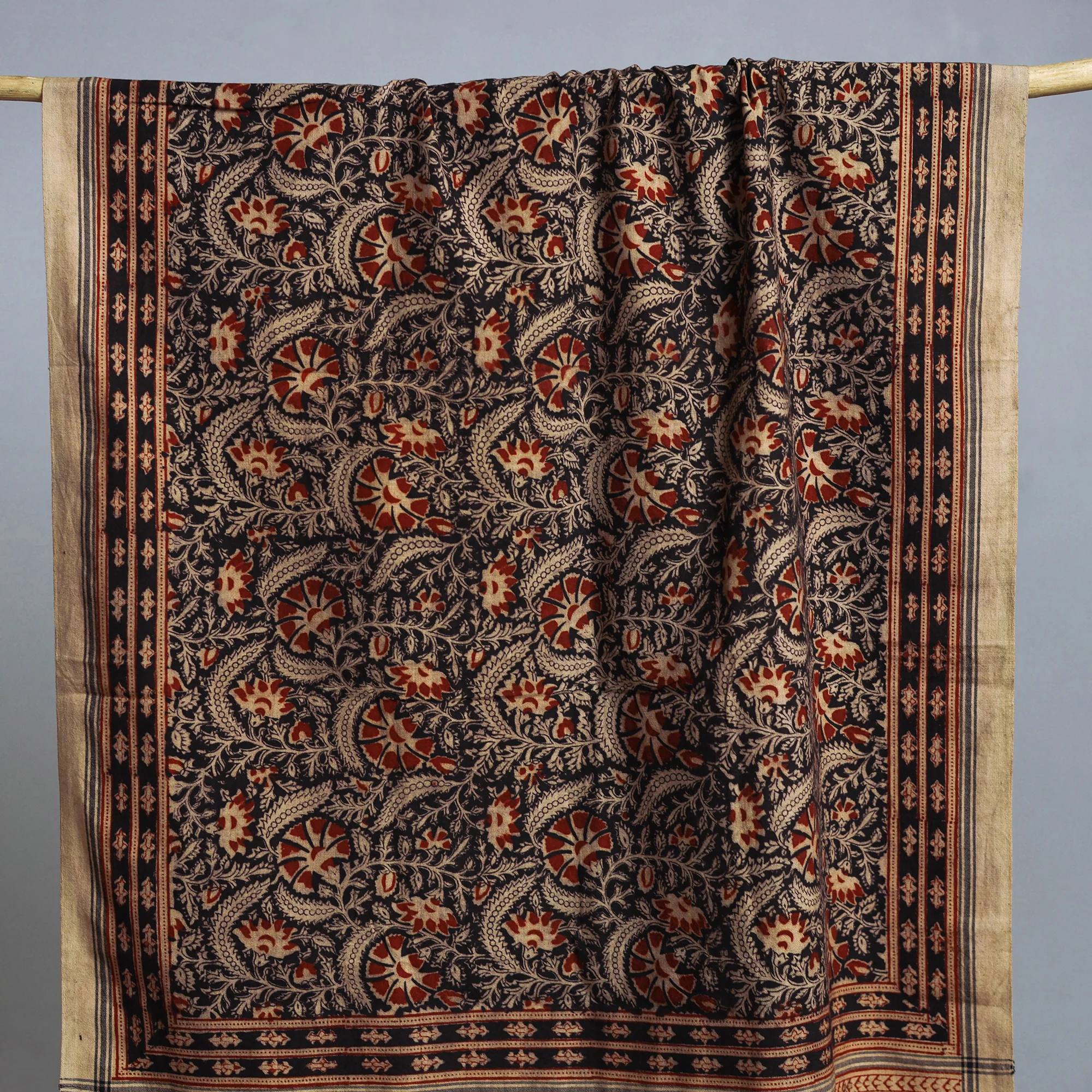 Handloom Cotton Natural Dyed Block Print Pedana Kalamkari Towel 08 - Image 2