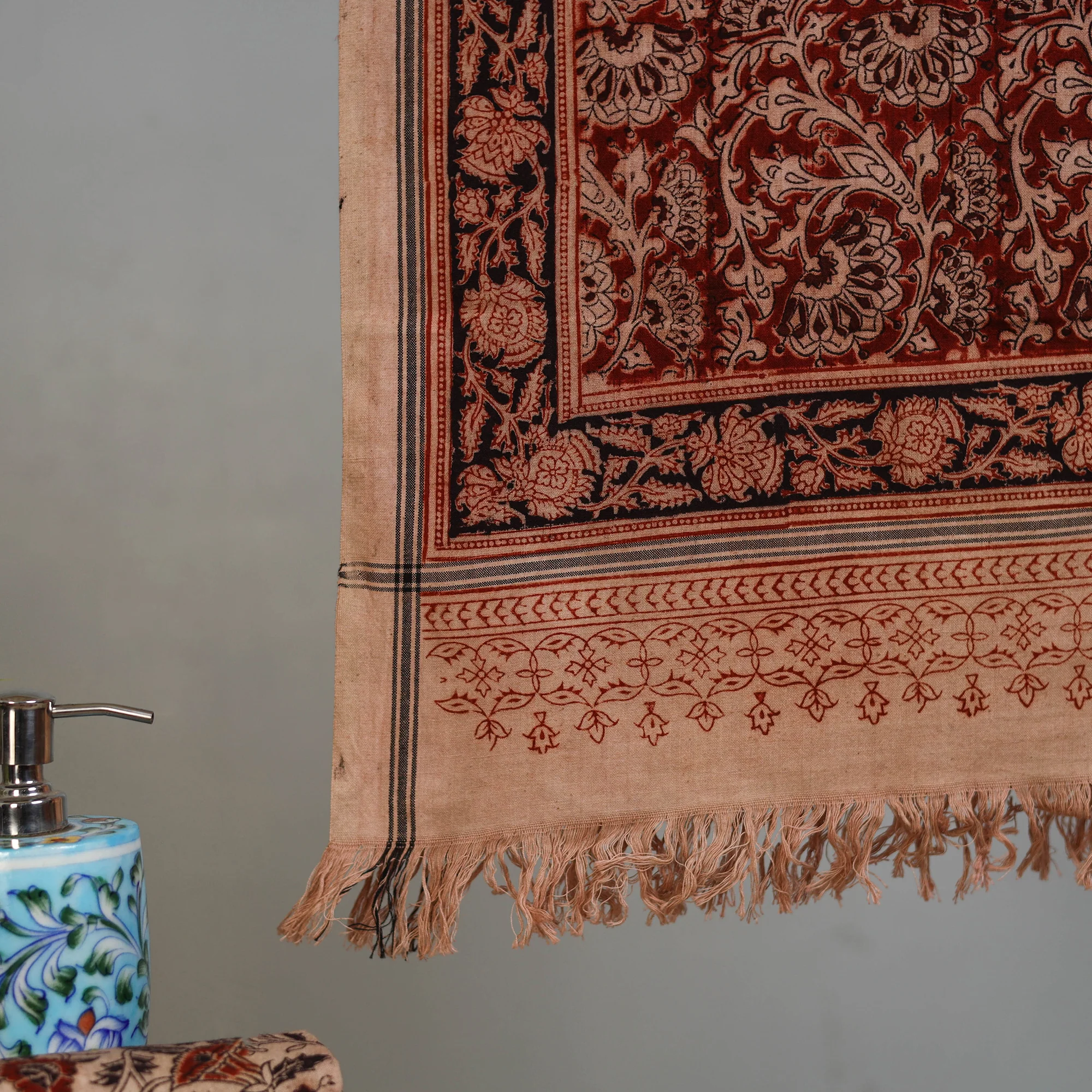 Handloom Cotton Natural Dyed Block Print Pedana Kalamkari Towel 10 - Image 3