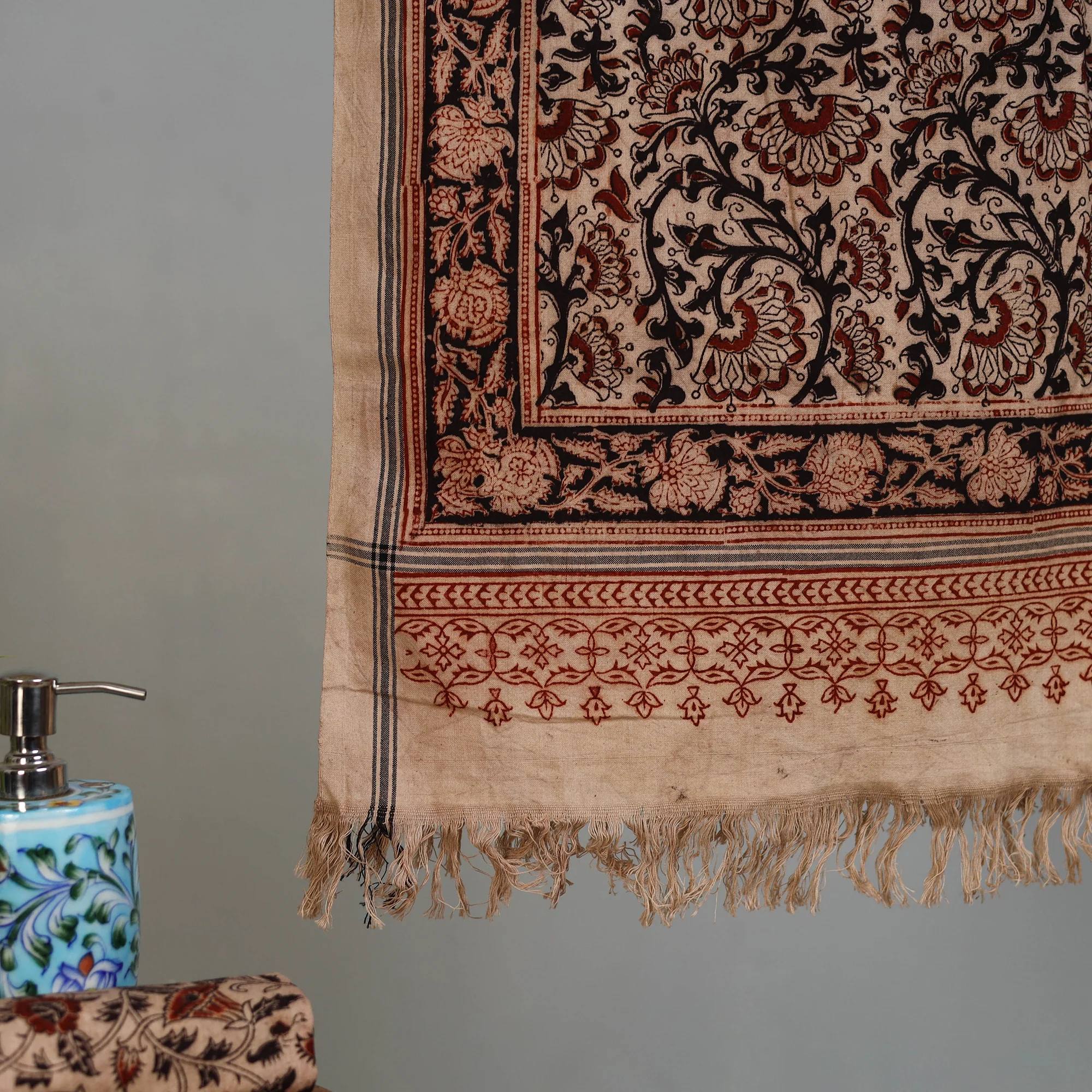 Handloom Cotton Natural Dyed Block Print Pedana Kalamkari Towel 15 - Image 3
