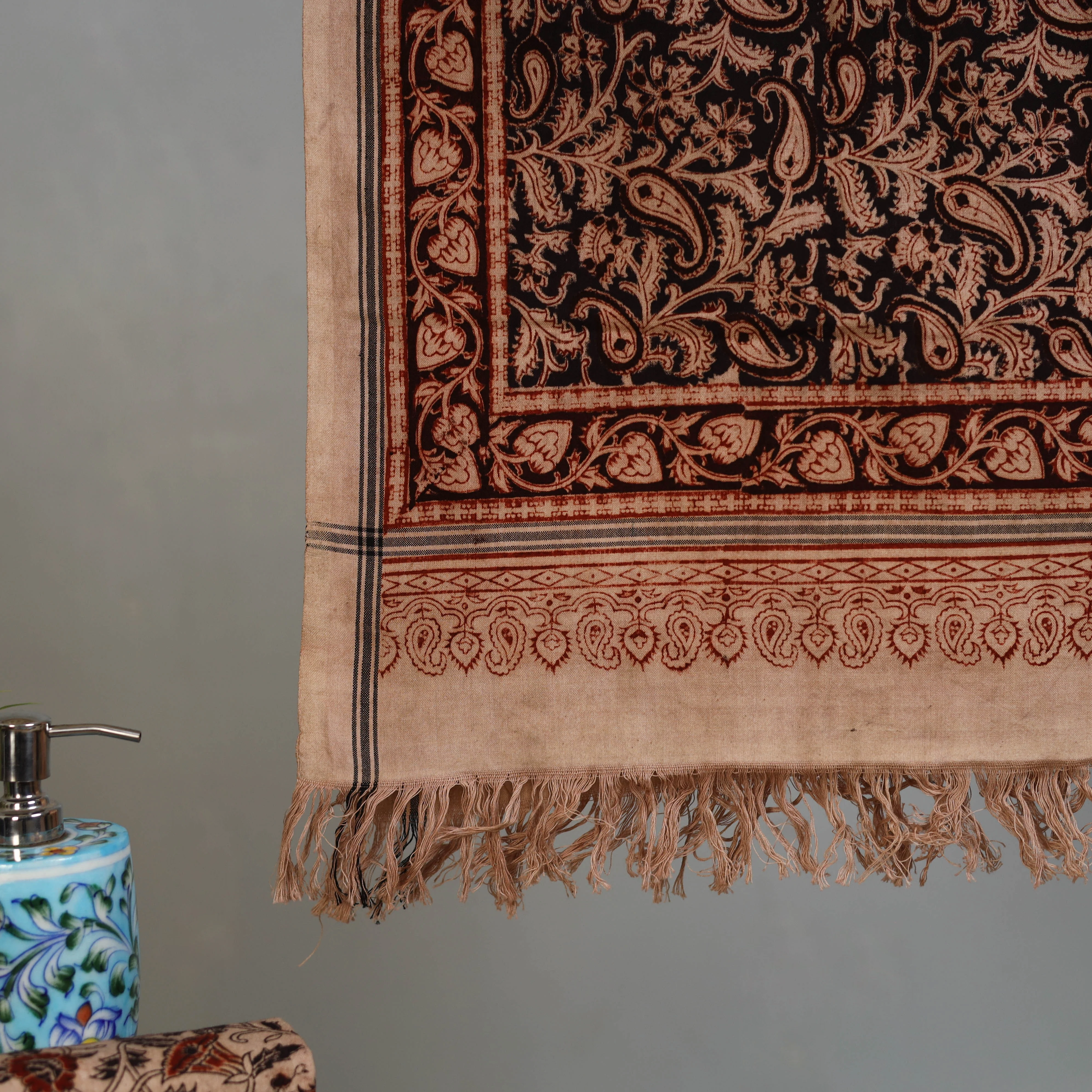 Handloom Cotton Natural Dyed Block Print Pedana Kalamkari Towel 16 - Image 3