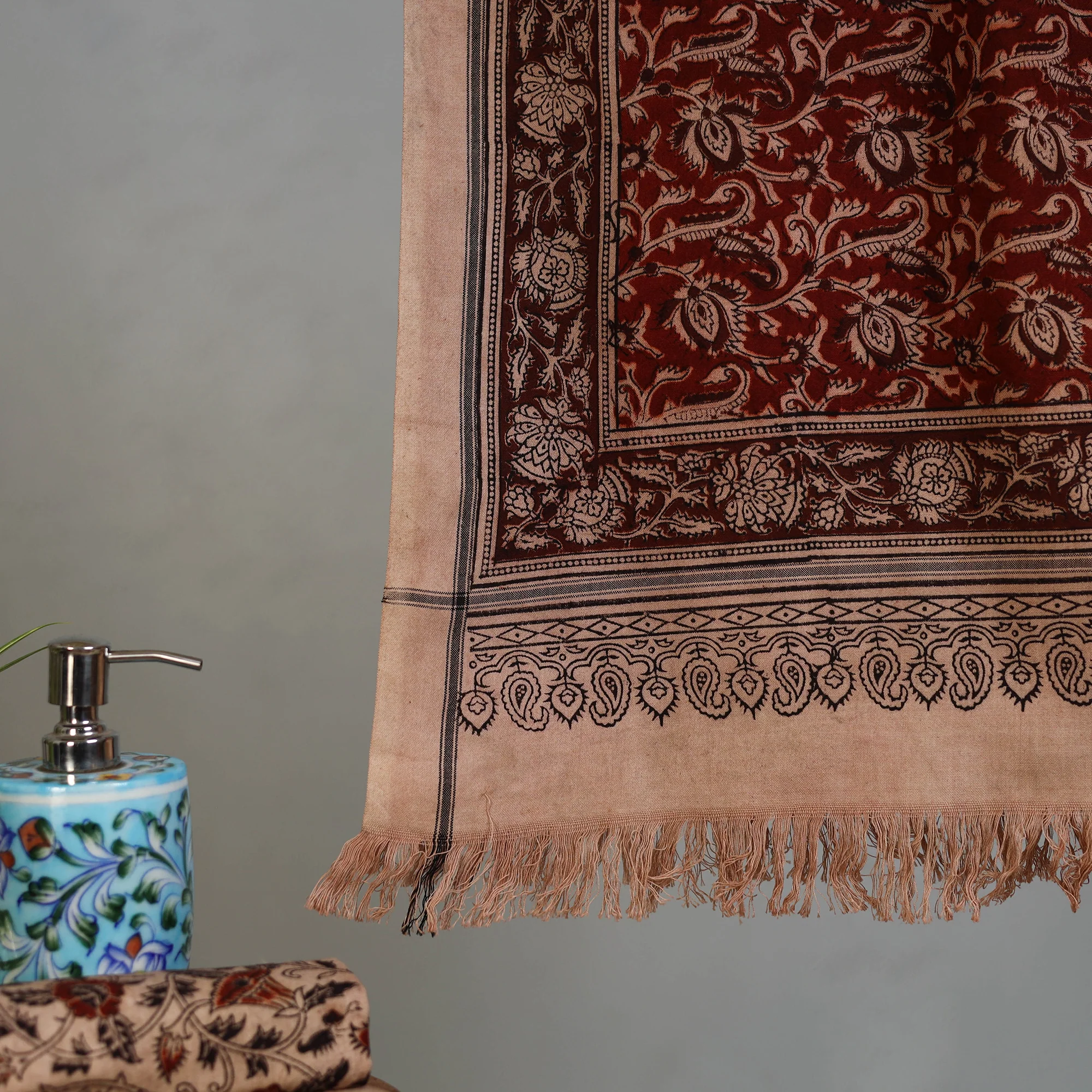 Handloom Cotton Natural Dyed Block Print Pedana Kalamkari Towel 20 - Image 3